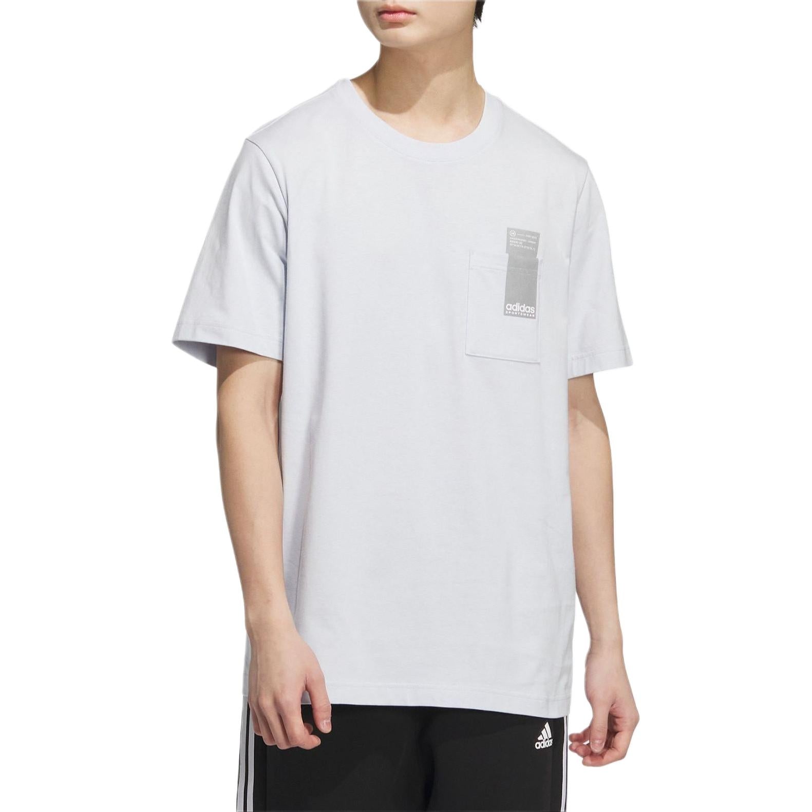 adidas Small Linear Logo Pocket T-Shirt 'White' JI9084 - 3