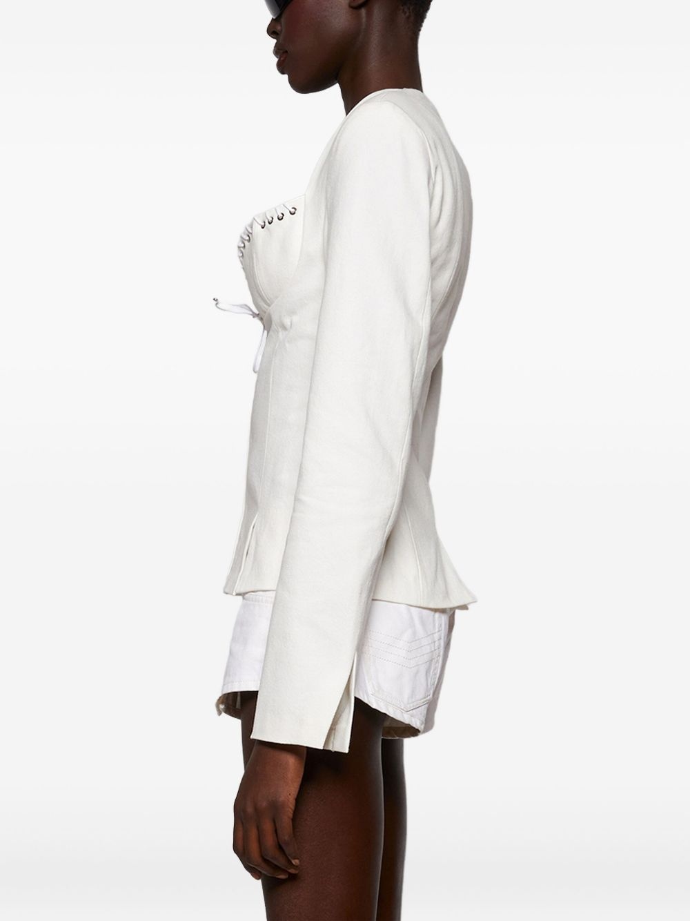 lace-up padded-shoulder jacket - 2