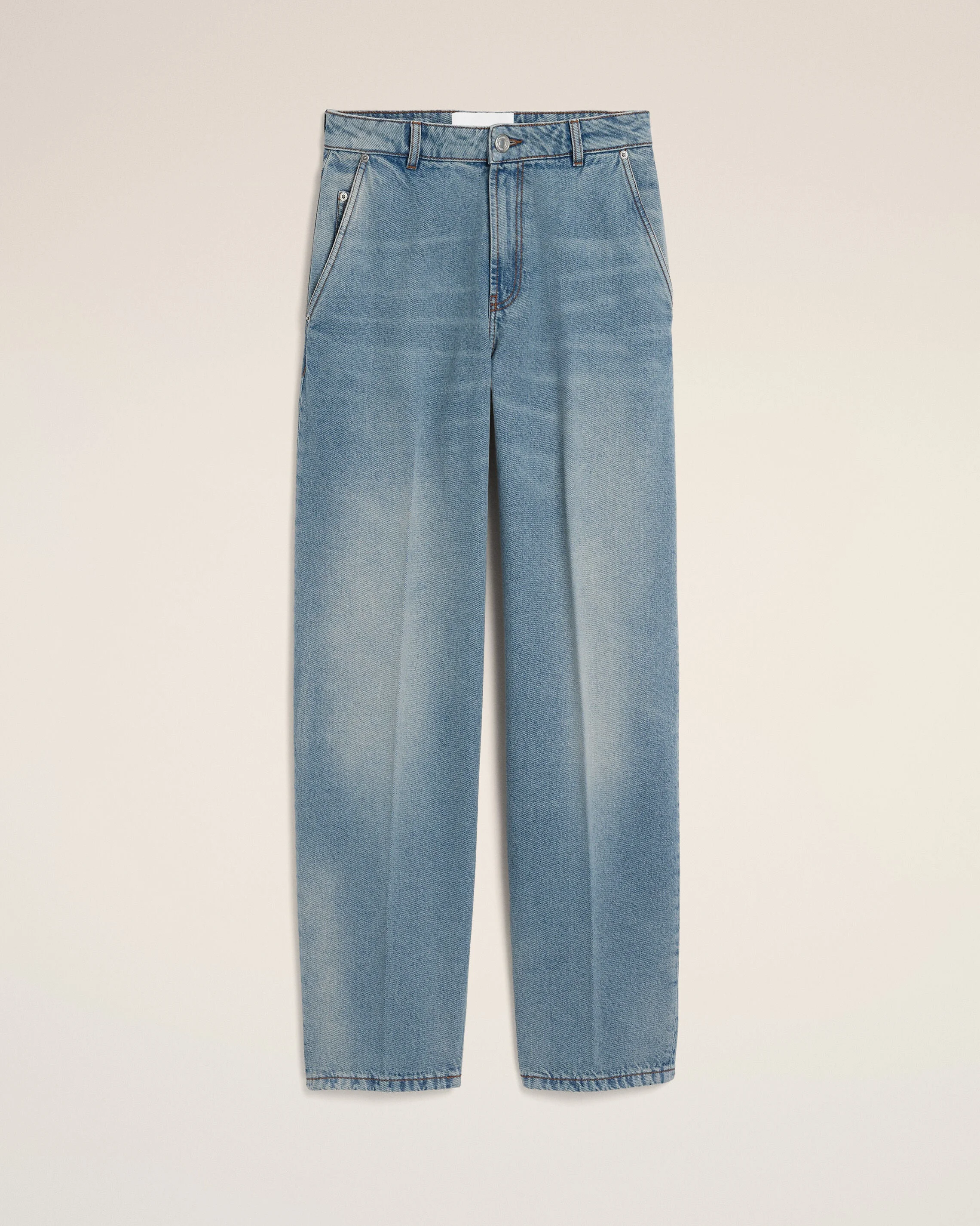 BLUE BALLOON-FIT COTTON JEANS - 1