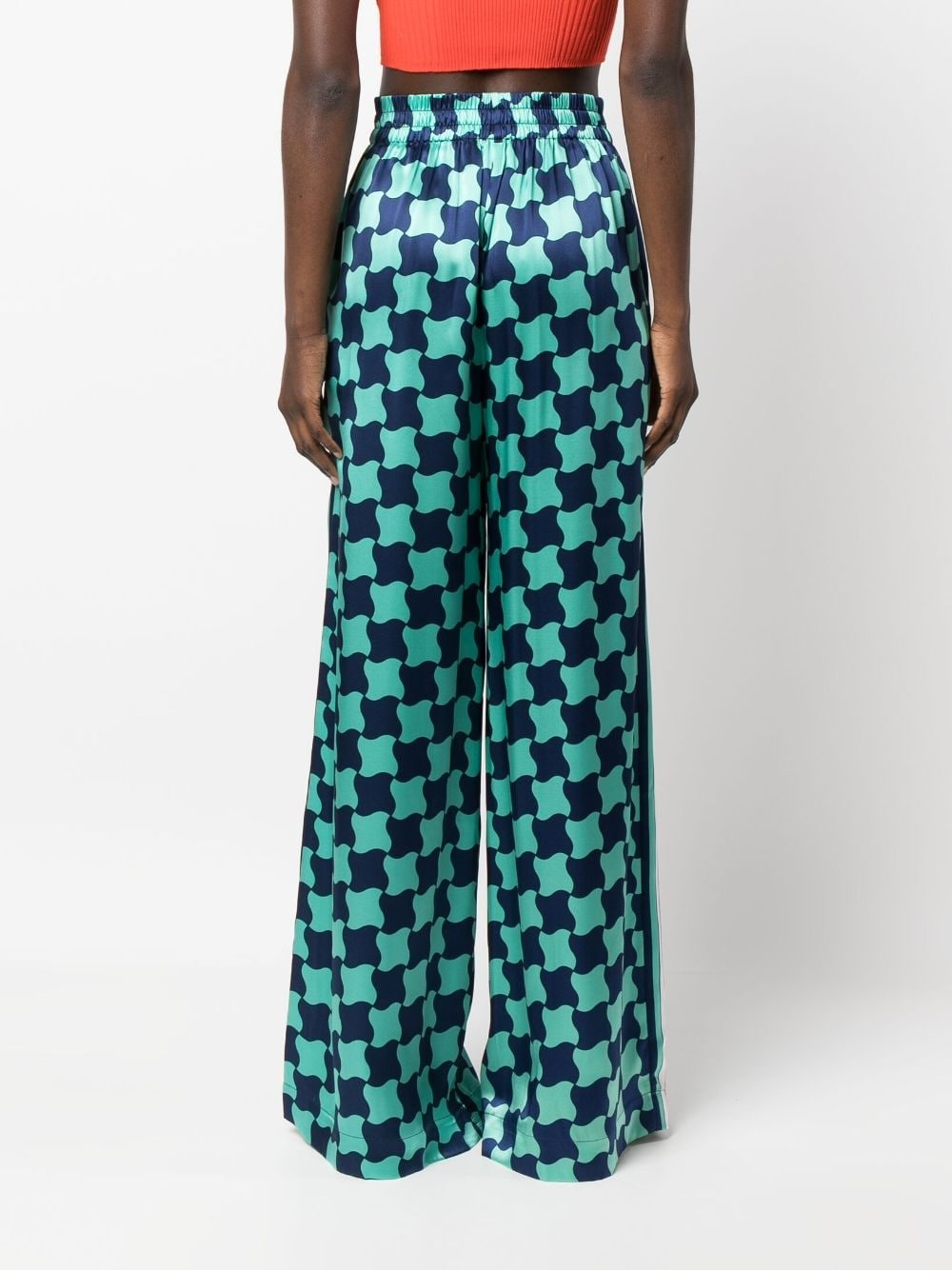 graphic-print silk trousers - 4