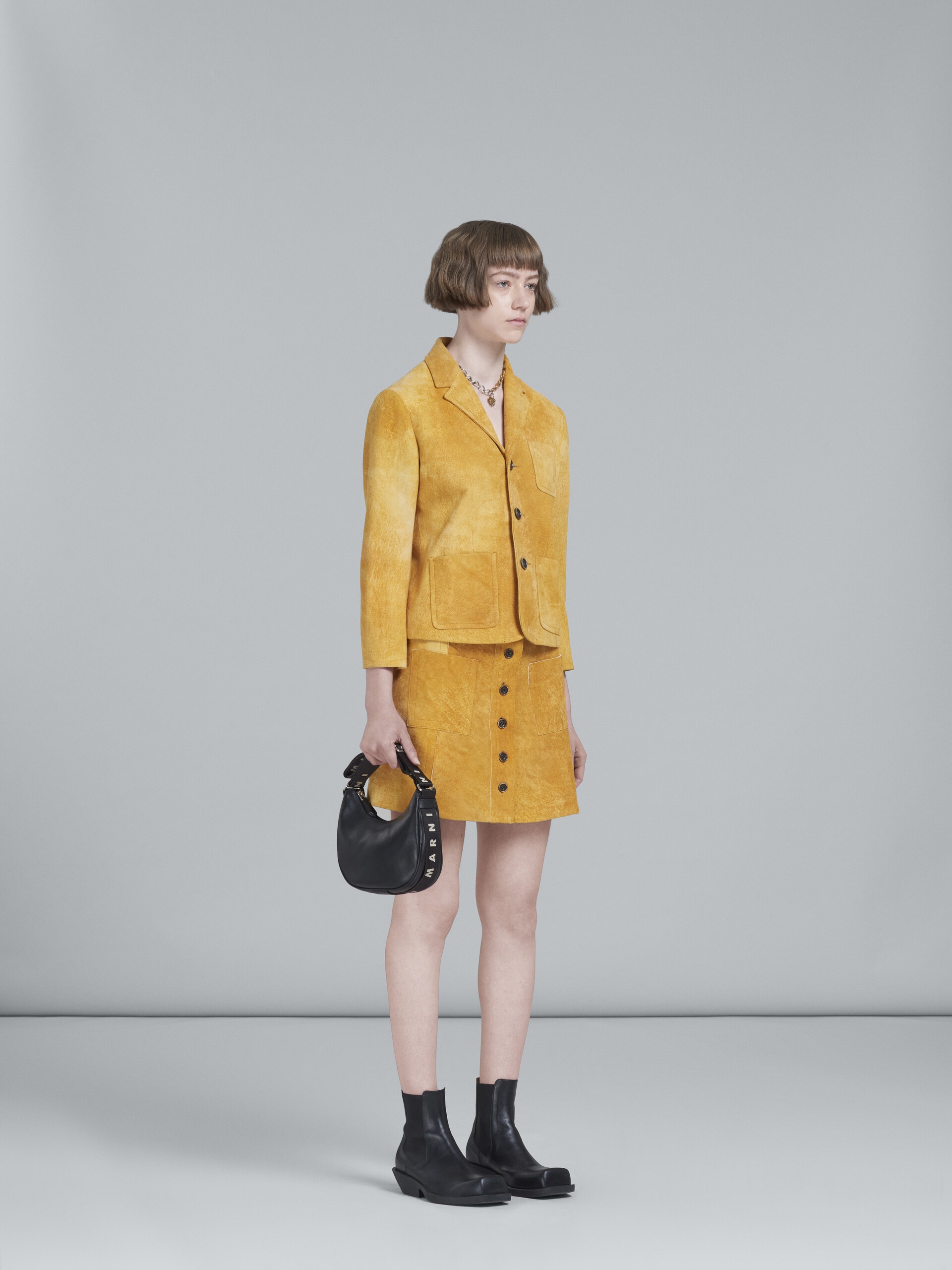 LIGHT ORANGE LEATHER SKIRT - 5