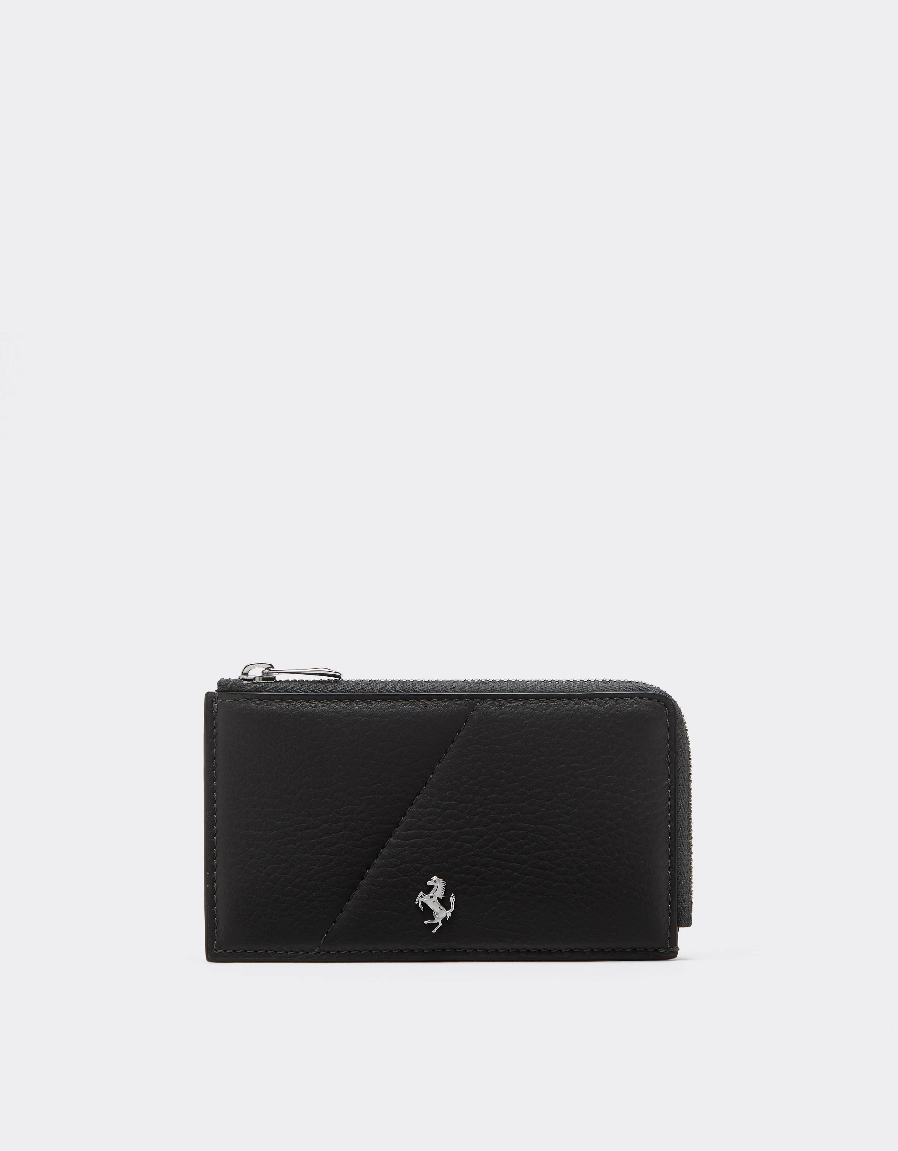 Granata Leather Card Holder with Diagonal Stitching - 1