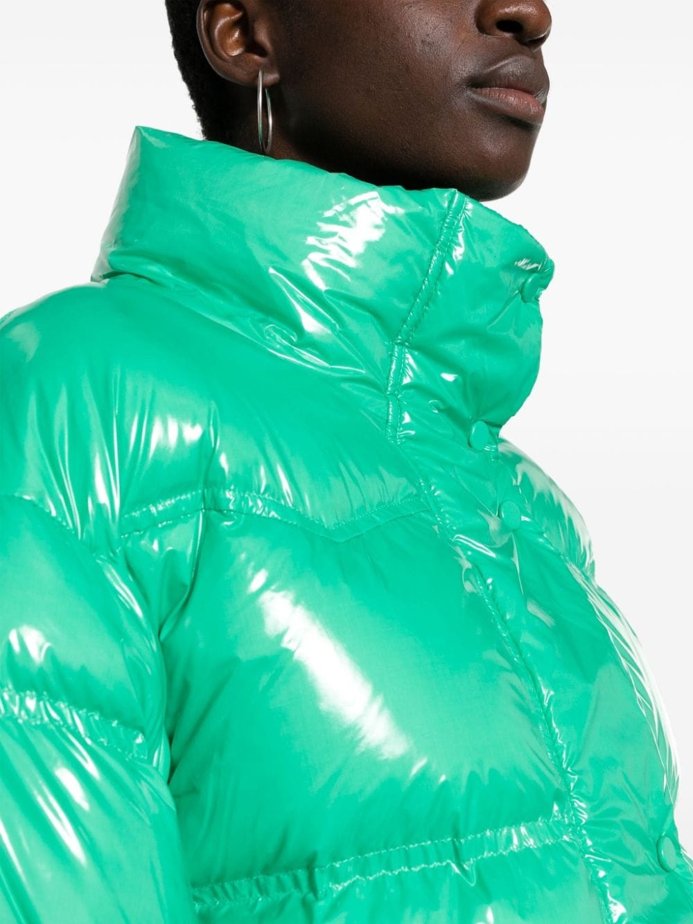 high-shine finish padded-design jacket - 5