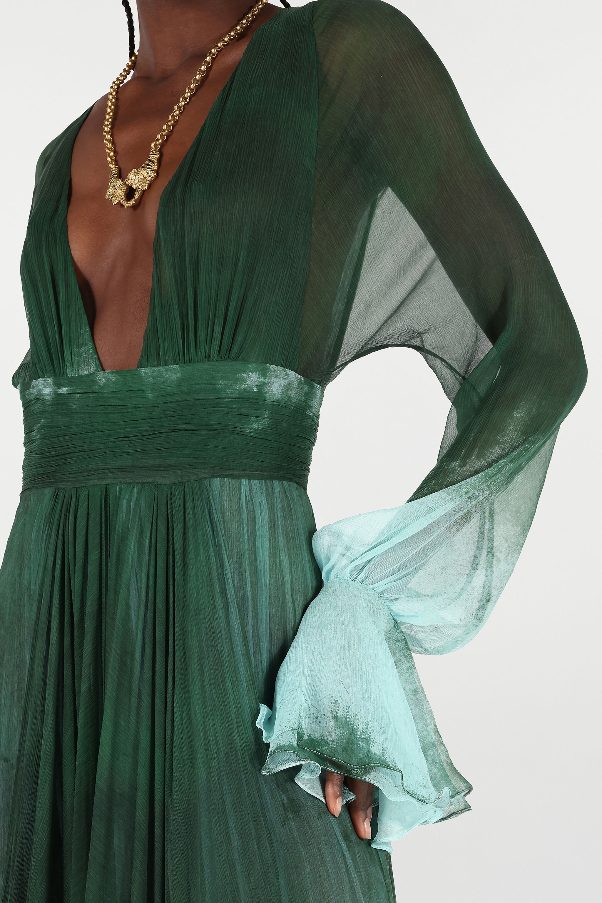 Long Empire-Style Pure Silk Dress - 6