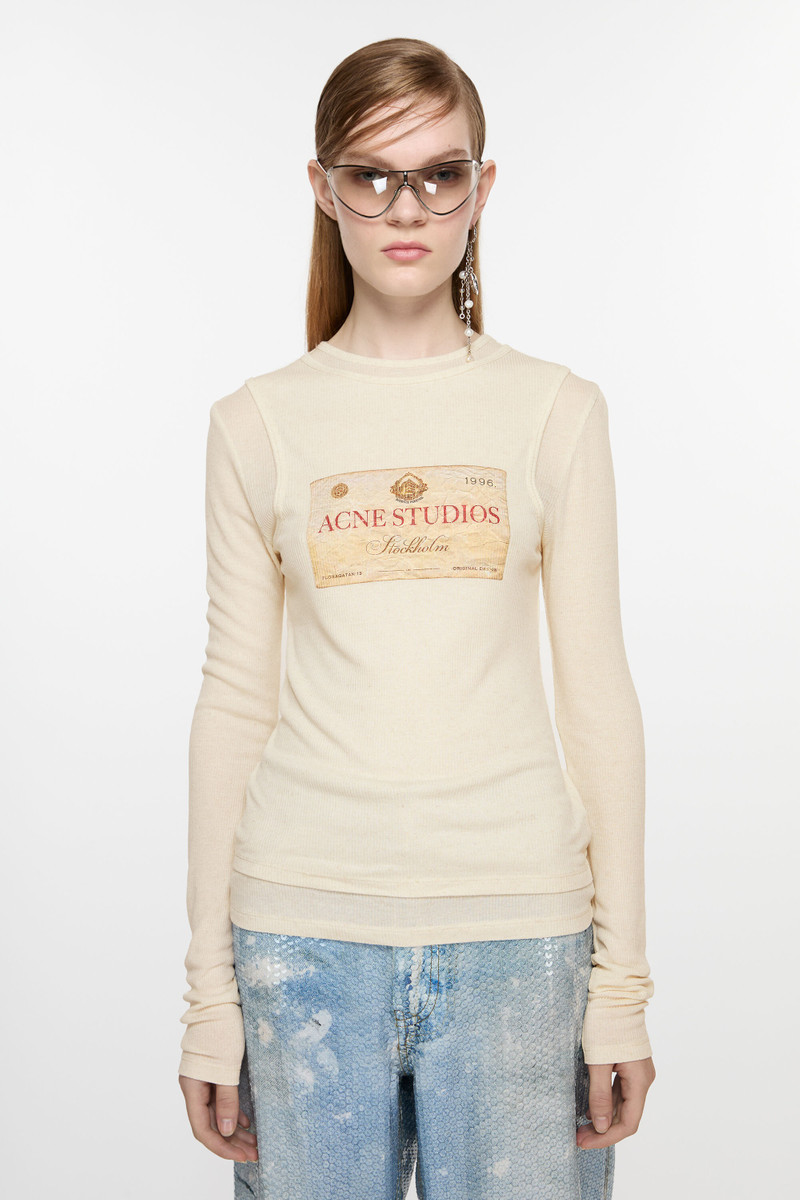Acne Studios Double-layered long sleeve t-shirt - Ecru beige outlook