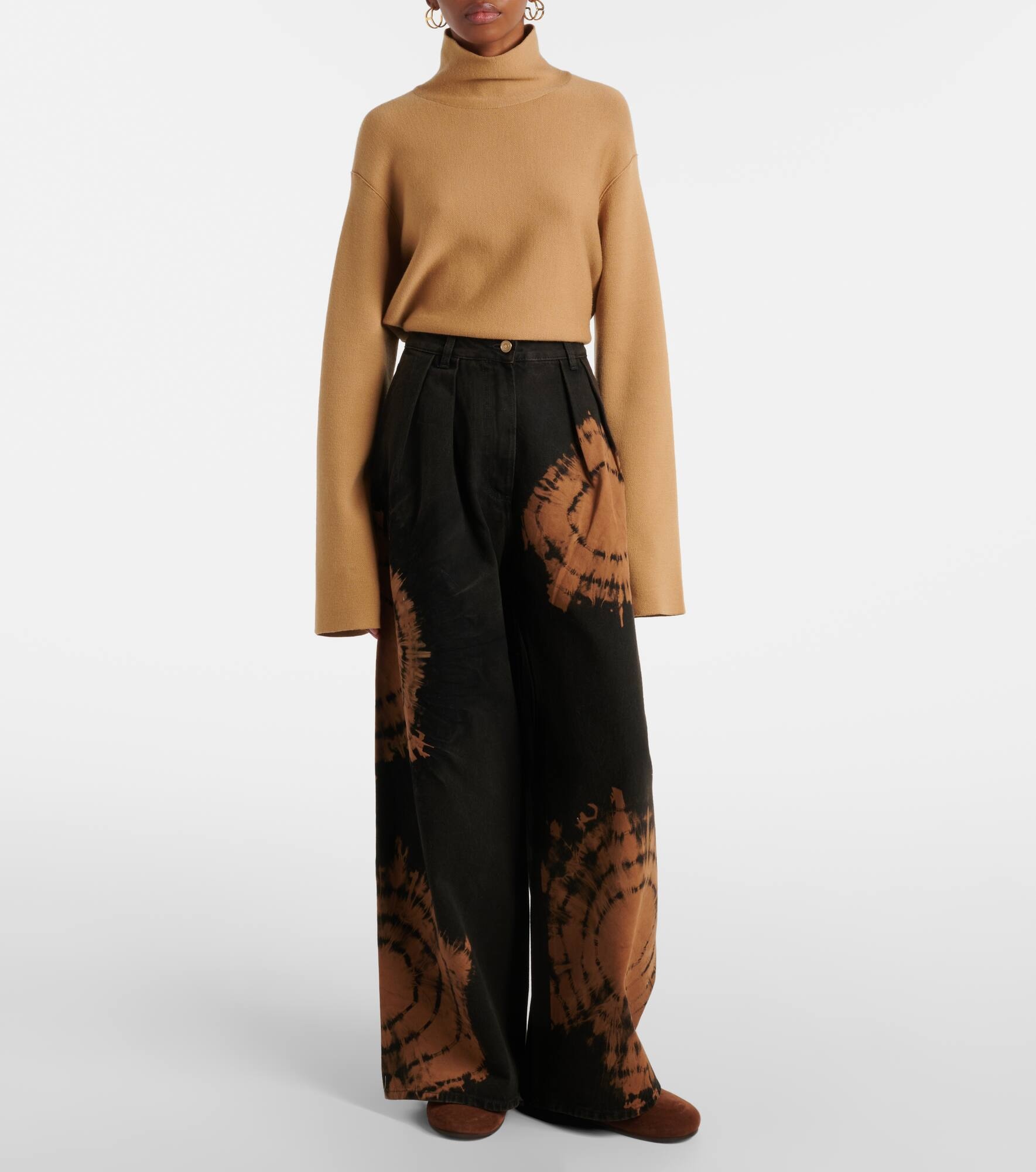 Printed cotton wide-leg pants - 6