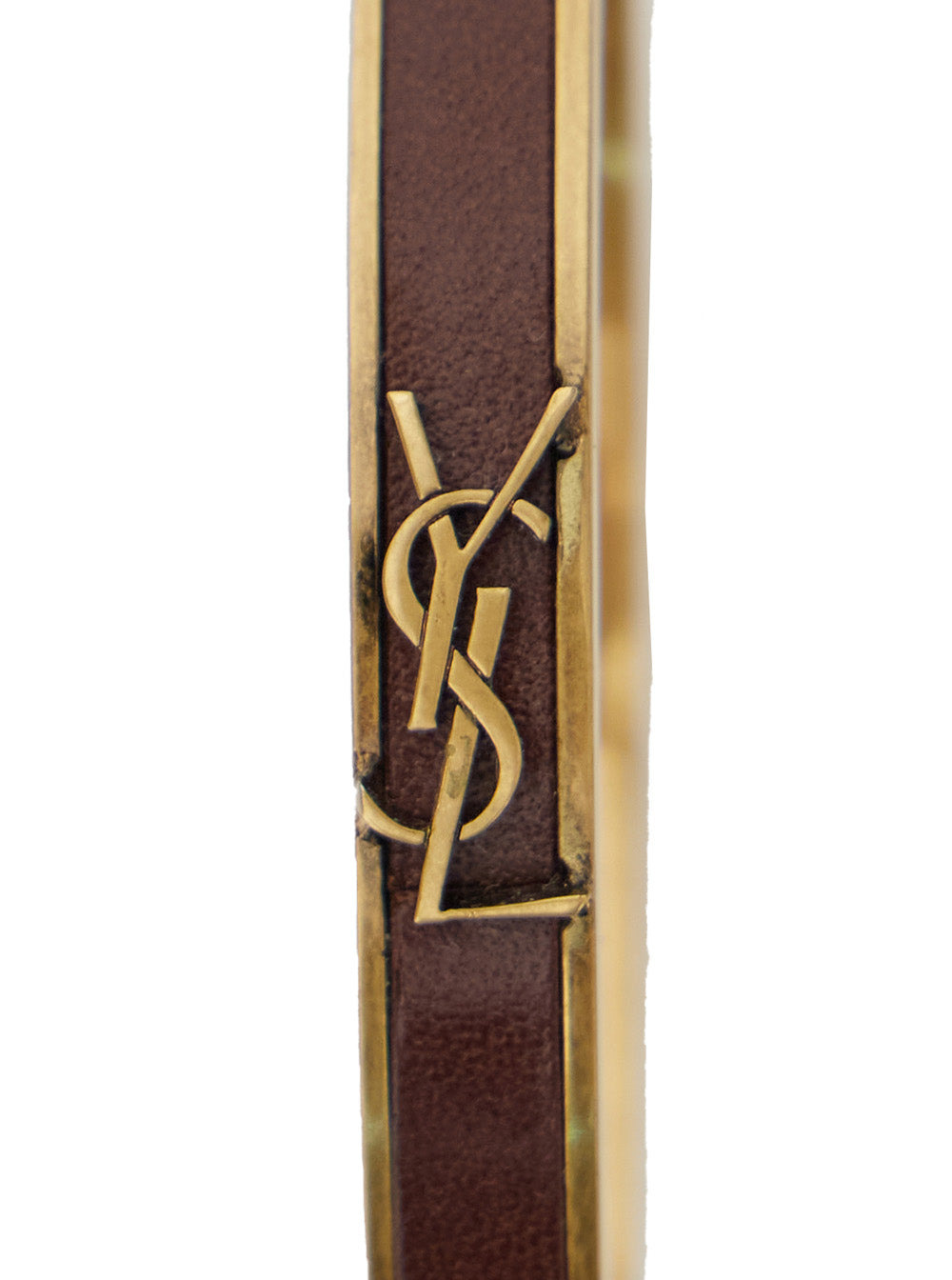 Saint Laurent Women Brown And Gold Colored Bracelt With Cassandre In Metal And Leather Woman - 3
