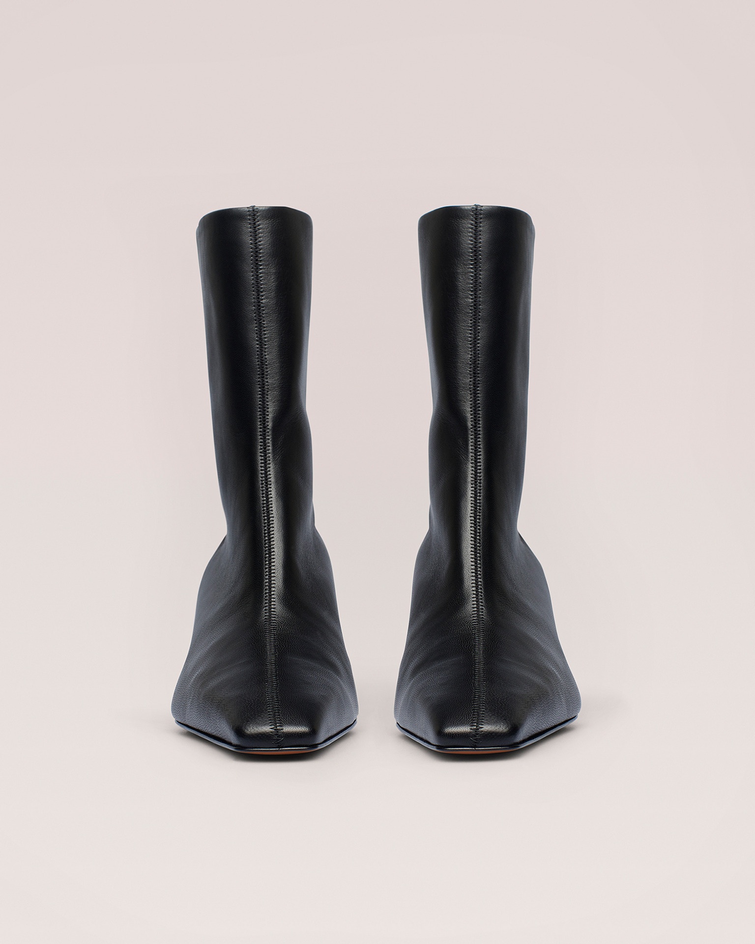 TALLI - Elongated square toe booties with metal heels - Black - 2