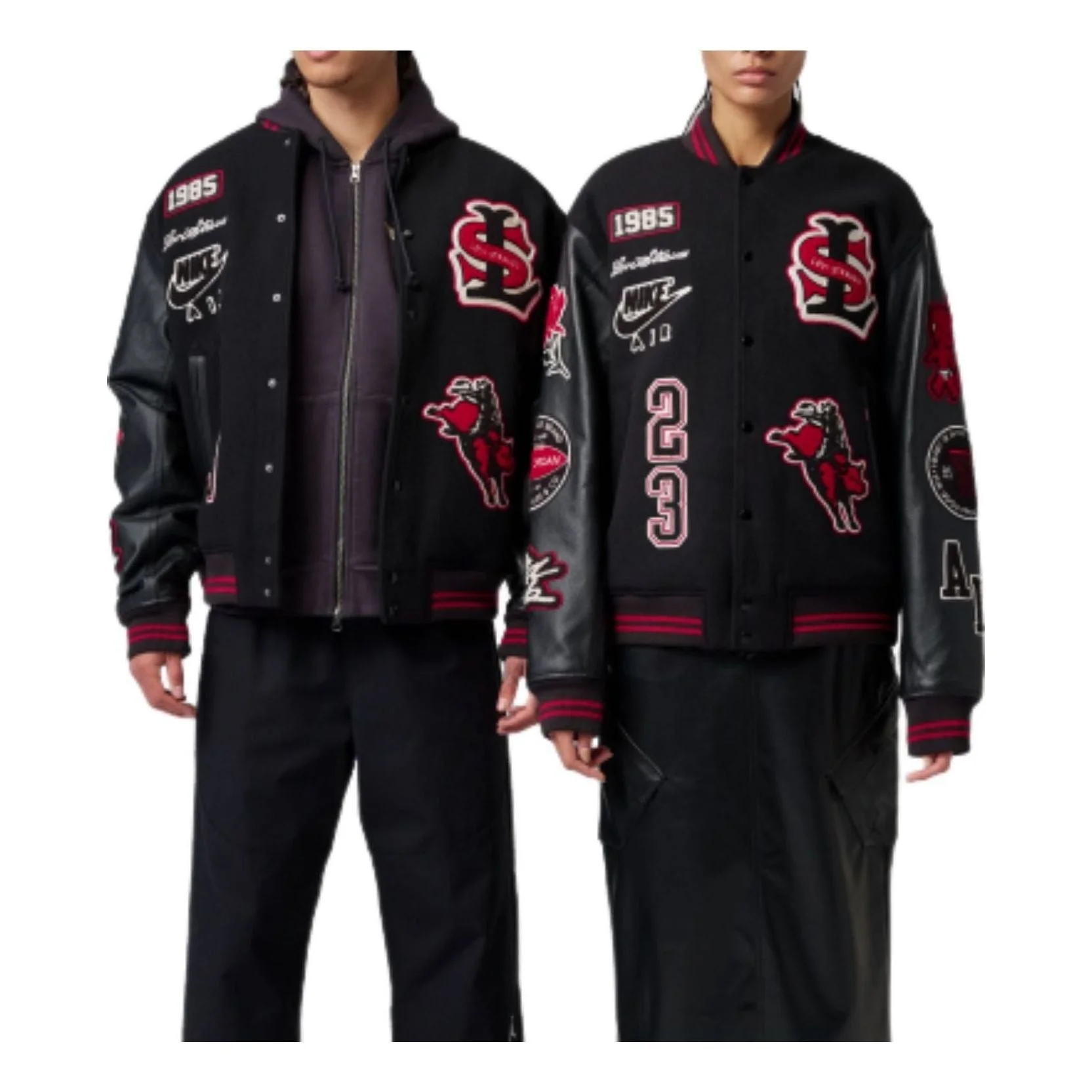 Air Jordan x Levi's Varsity Jacket Asia Sizing 'Black Gym Red' IM6739-010 - 1