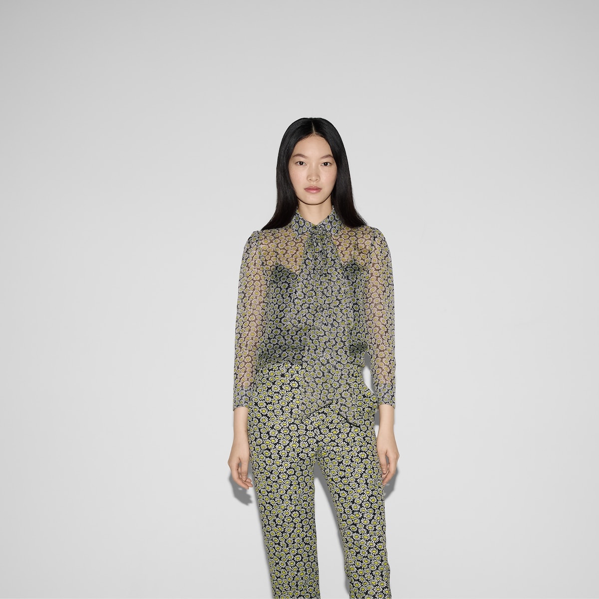 Printed silk chiffon shirt - 3