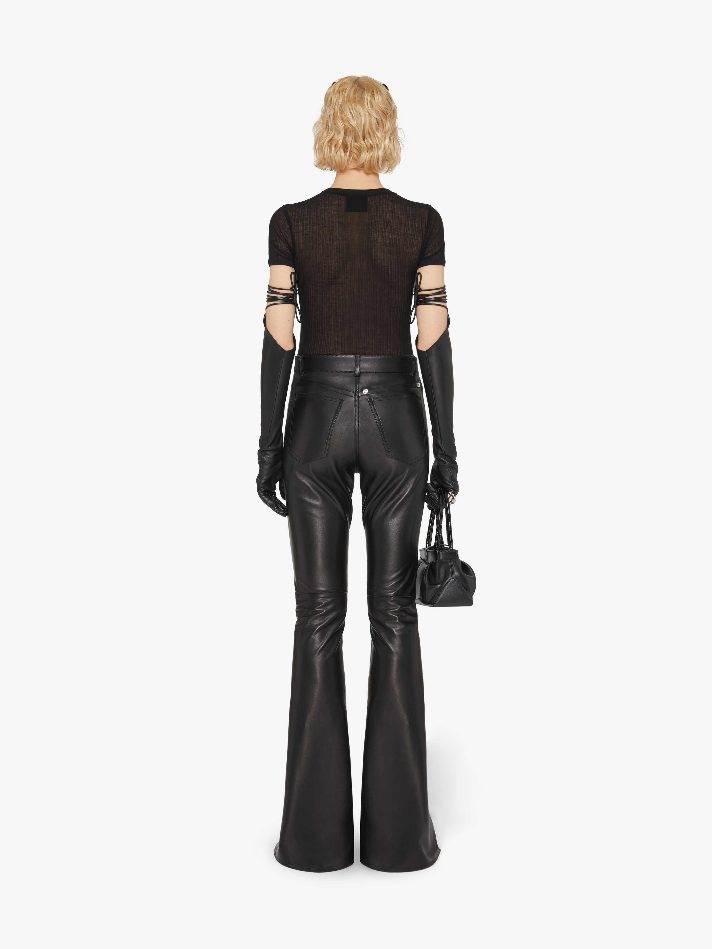 BOOT CUT PANTS IN LEATHER WITH SLITS - 4