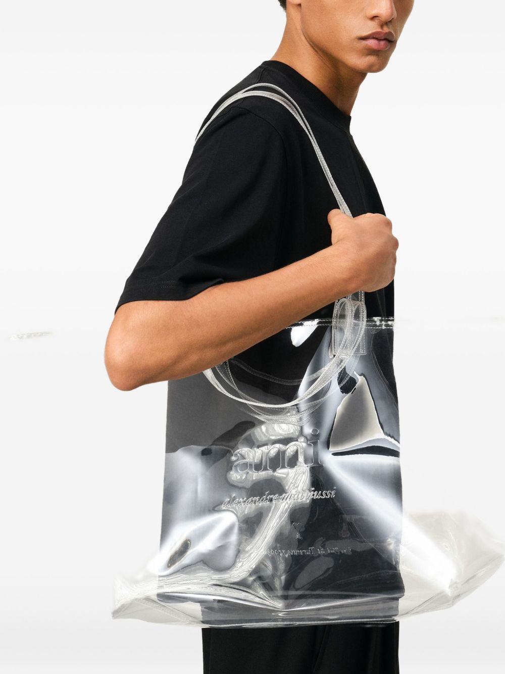 medium embossed-logo clear tote bag - 3