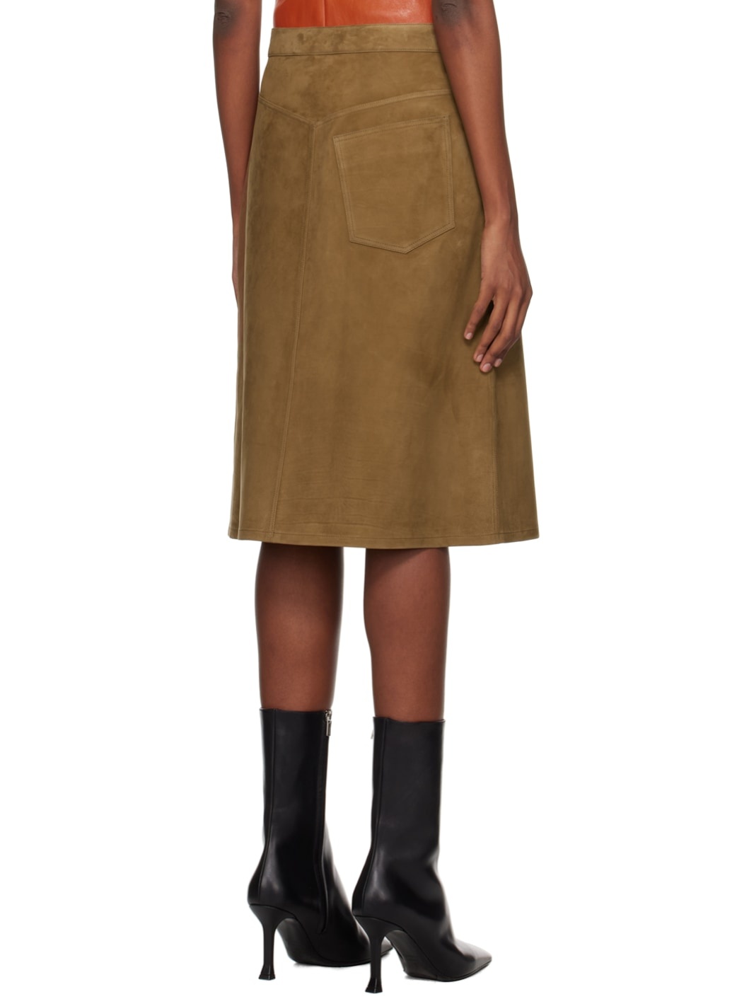Brown A-Line Midi Skirt - 3