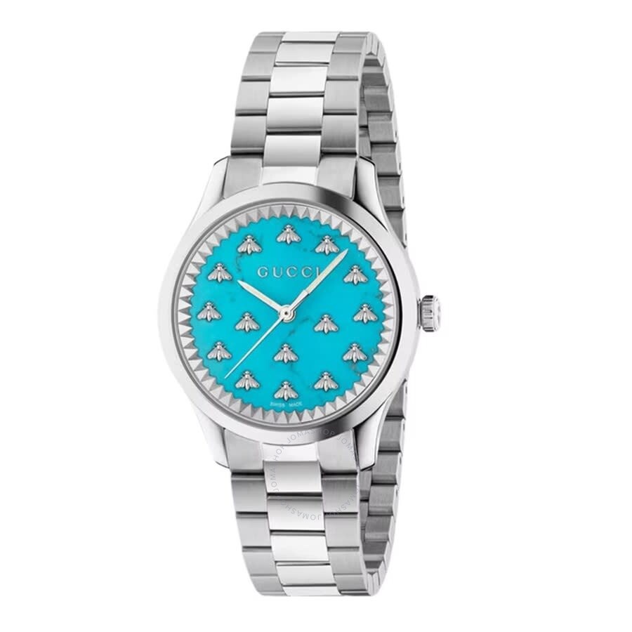 Gucci G-Timeless Turquoise Stone Dial With Bees Dial Ladies Watch YA1265044 - 1