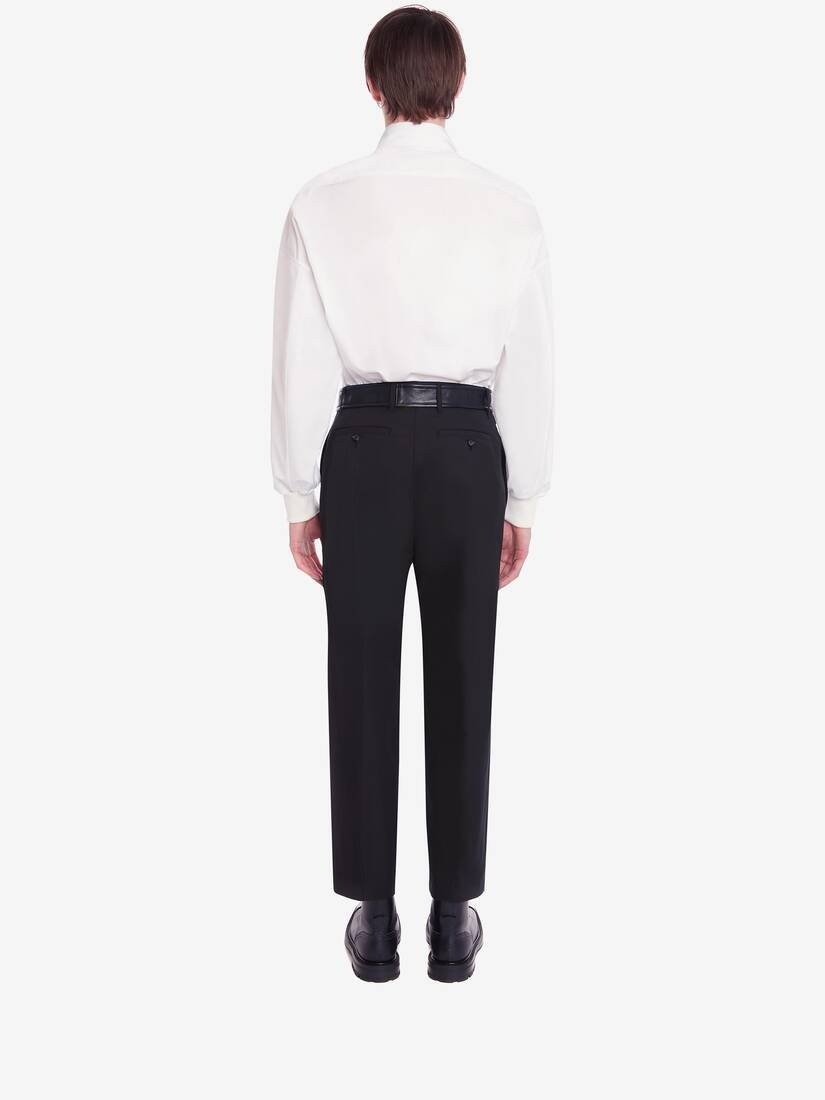 Dropped Shoulder Poplin Military Shirt in White - 4