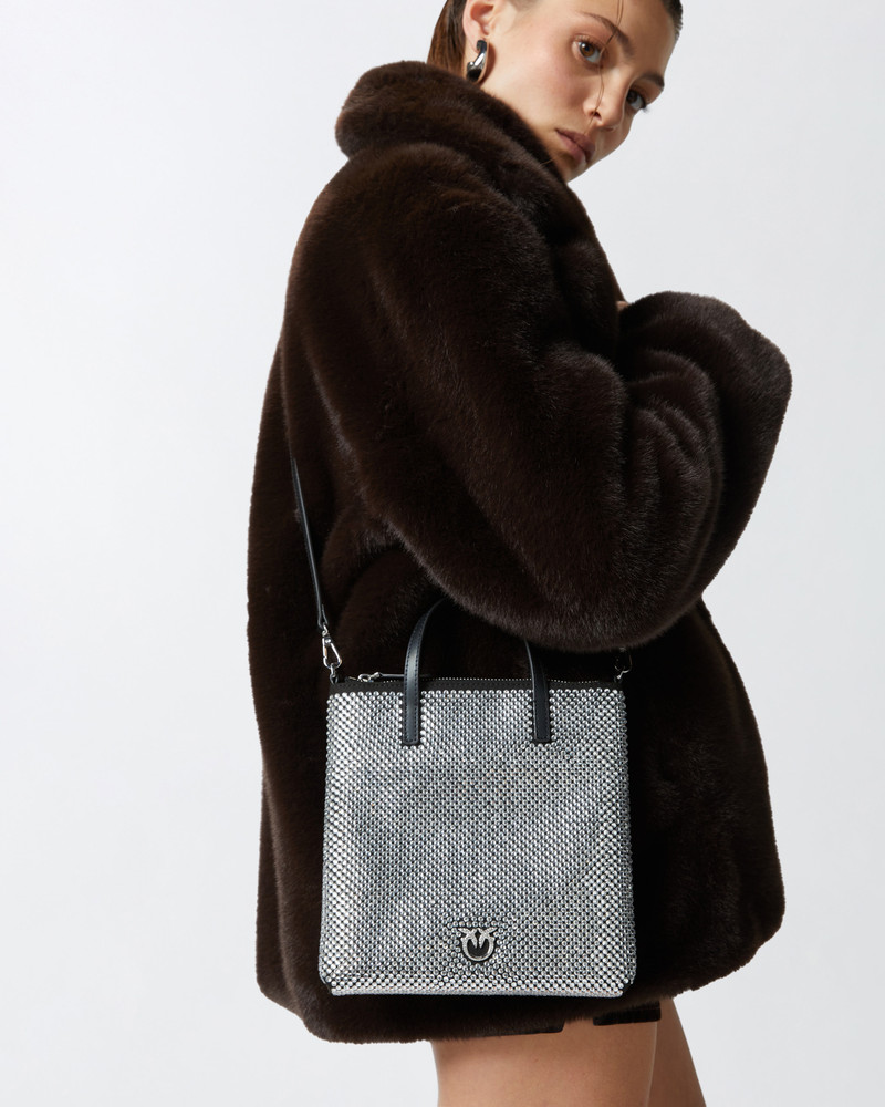 SMALL SHOPPING BAG WITH JEWEL RHINESTONES AND SHOULDER STRAP 6
