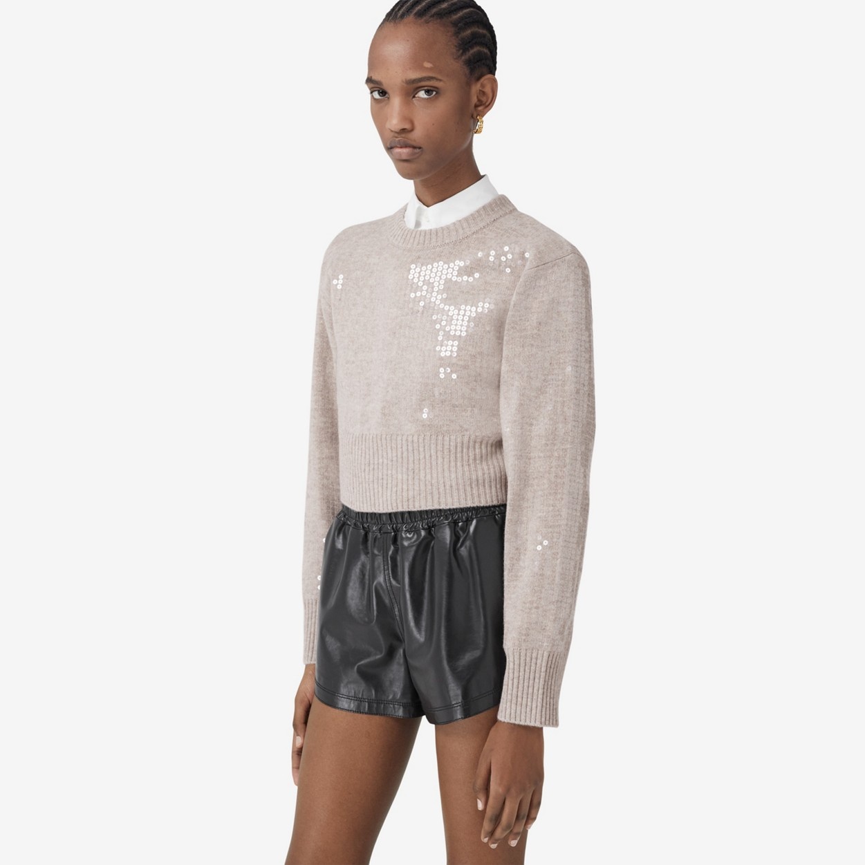 Sequinned Cashmere Cropped Sweater - 4