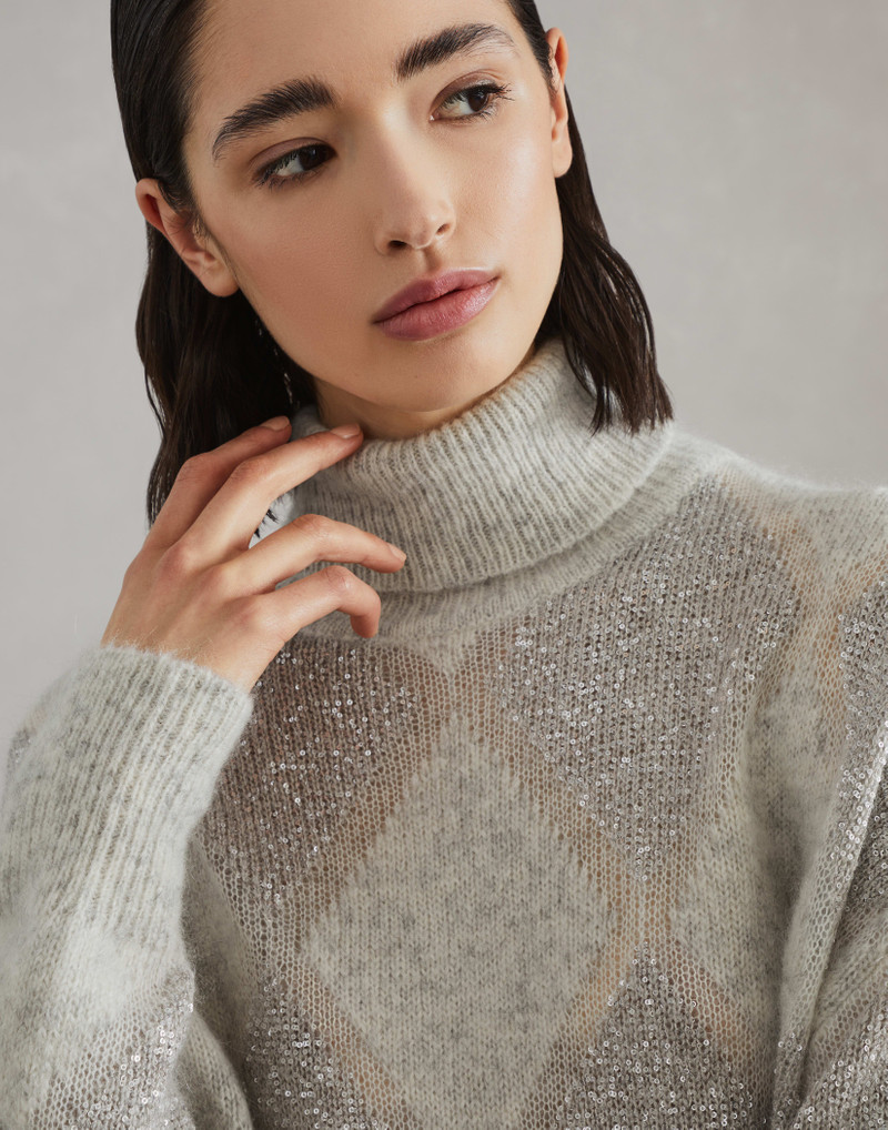 Wool and mohair dazzling argyle turtleneck sweater 3