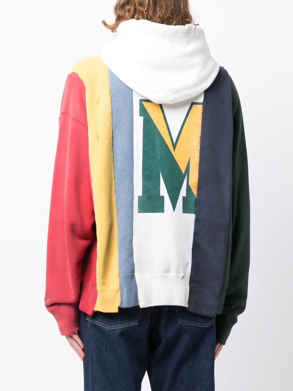 colour-block panelled cotton hoodie - 4