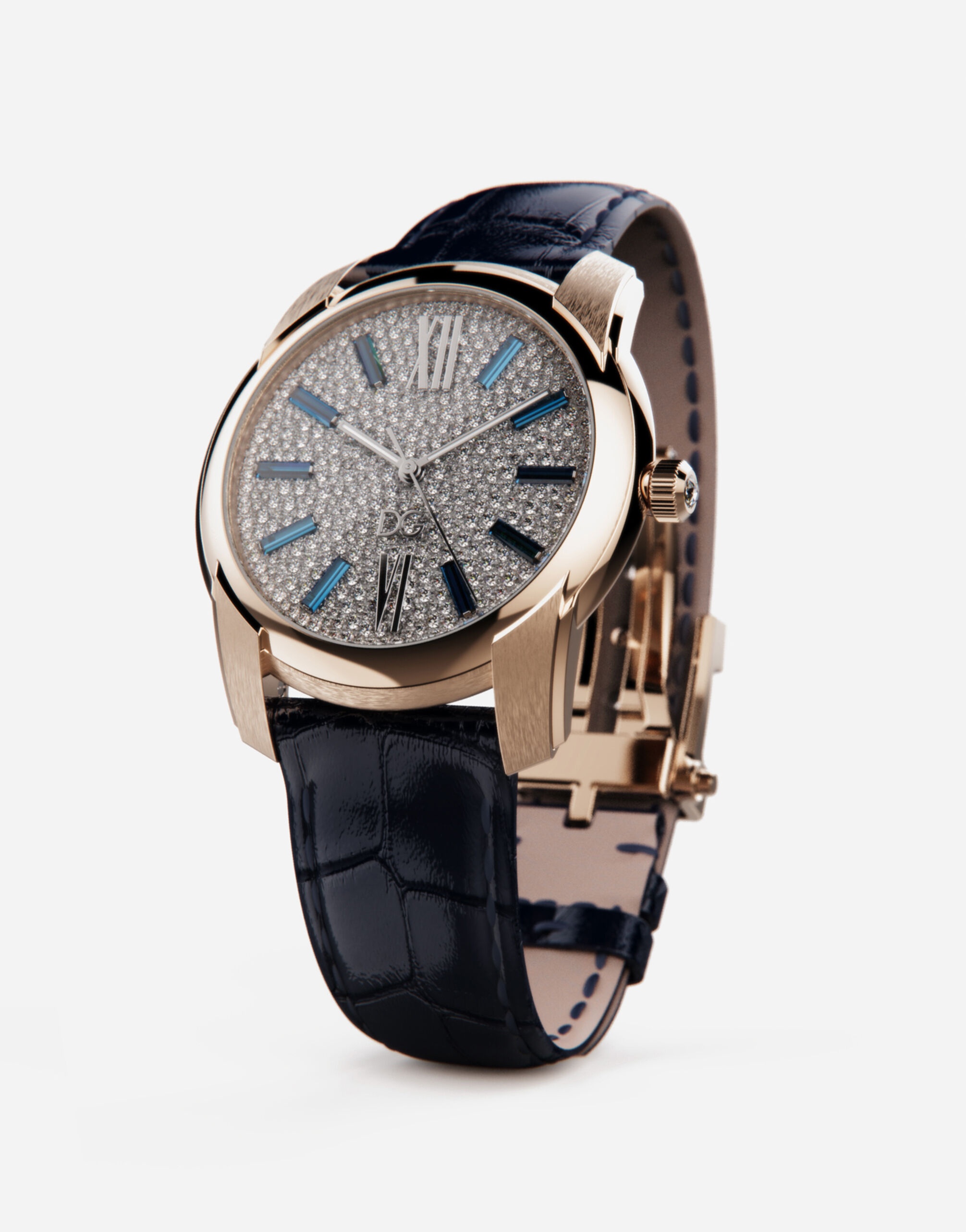 Gold watch with diamond pavé - 3