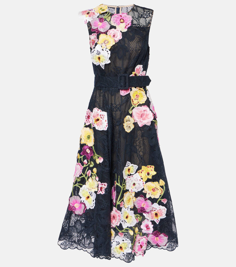 Orchid embroidered lace cocktail dress - 1