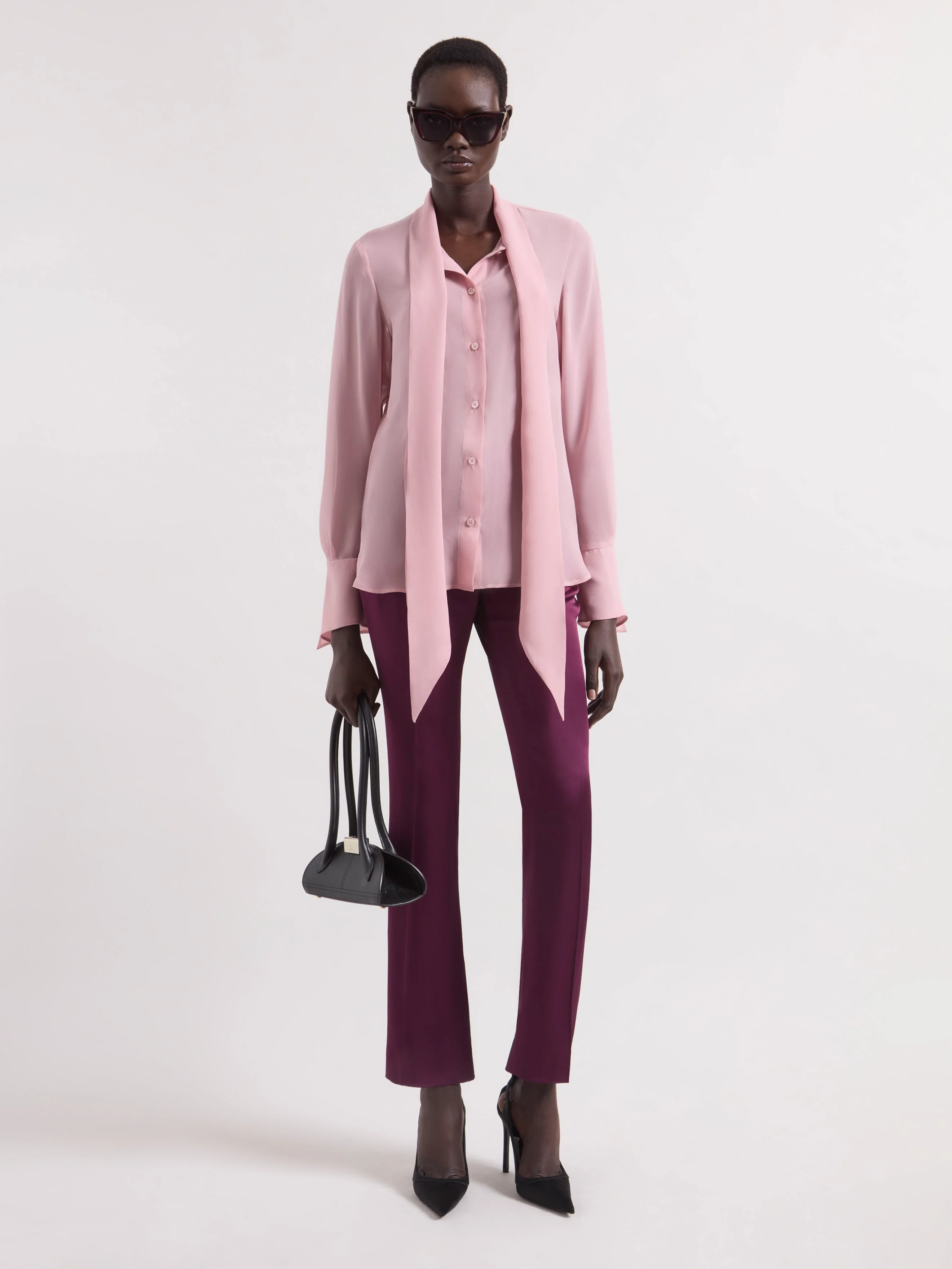 Pink Lavallière Silk Shirt - 1