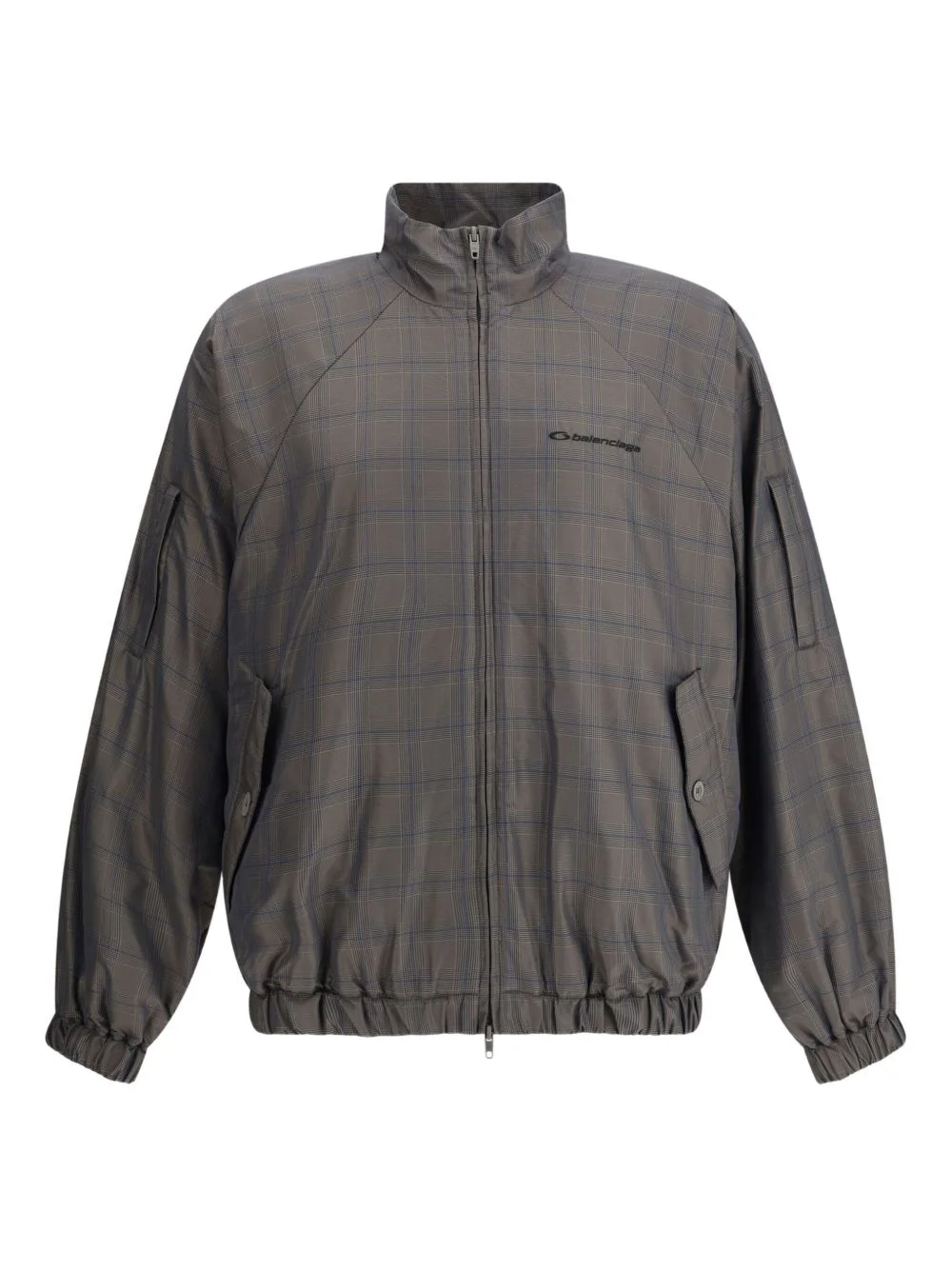 checked zip-up jacket - 1