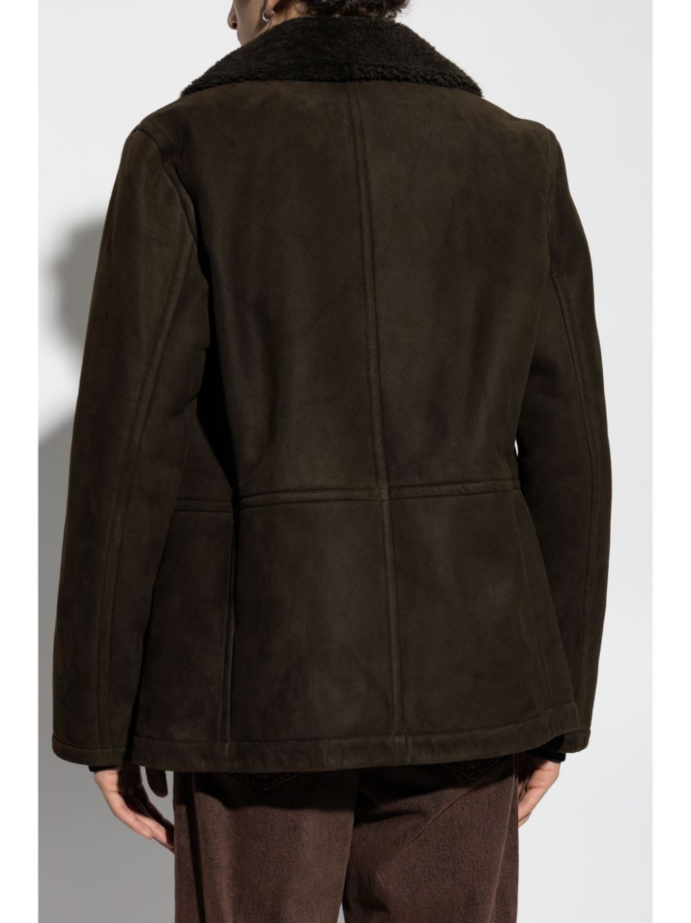double-breasted leather jacket - 4