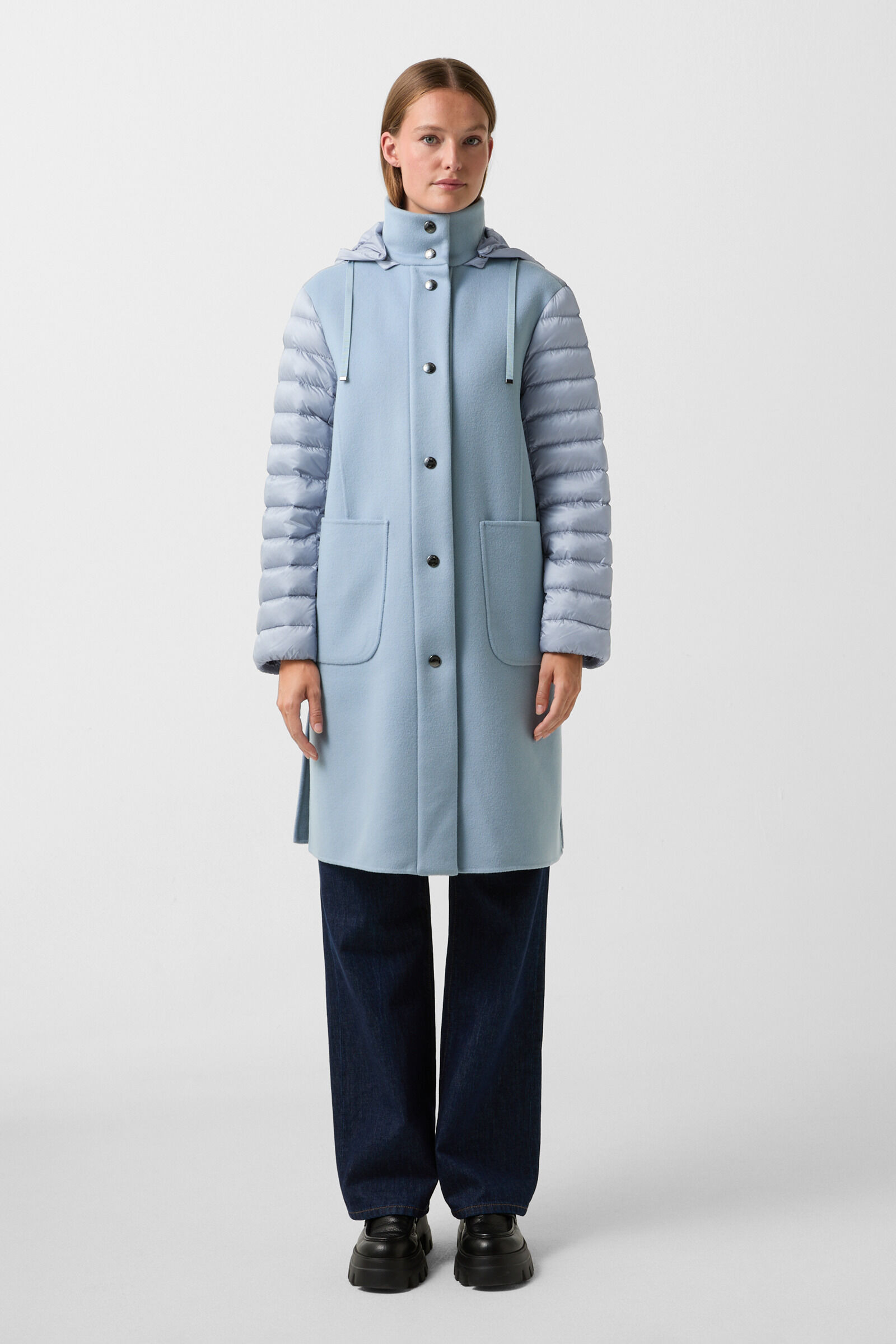 Isy wool down coat in Light blue - 4