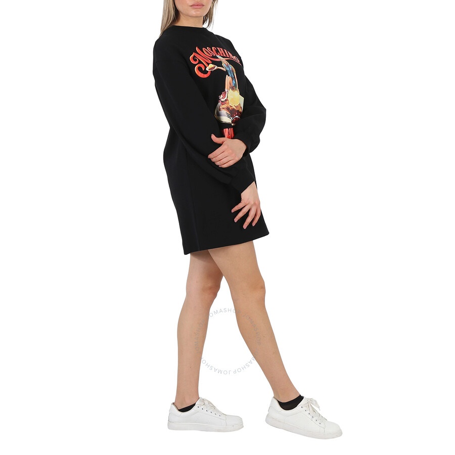 Moschino Black Cherry Pie Print Long-Sleeve Jumper Dress - 4