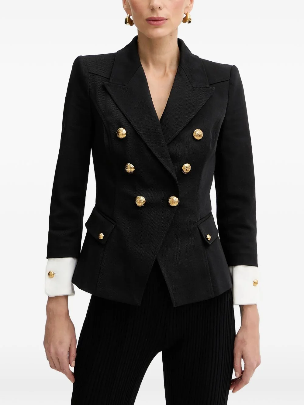 double-breasted button-embellished jacket - 1