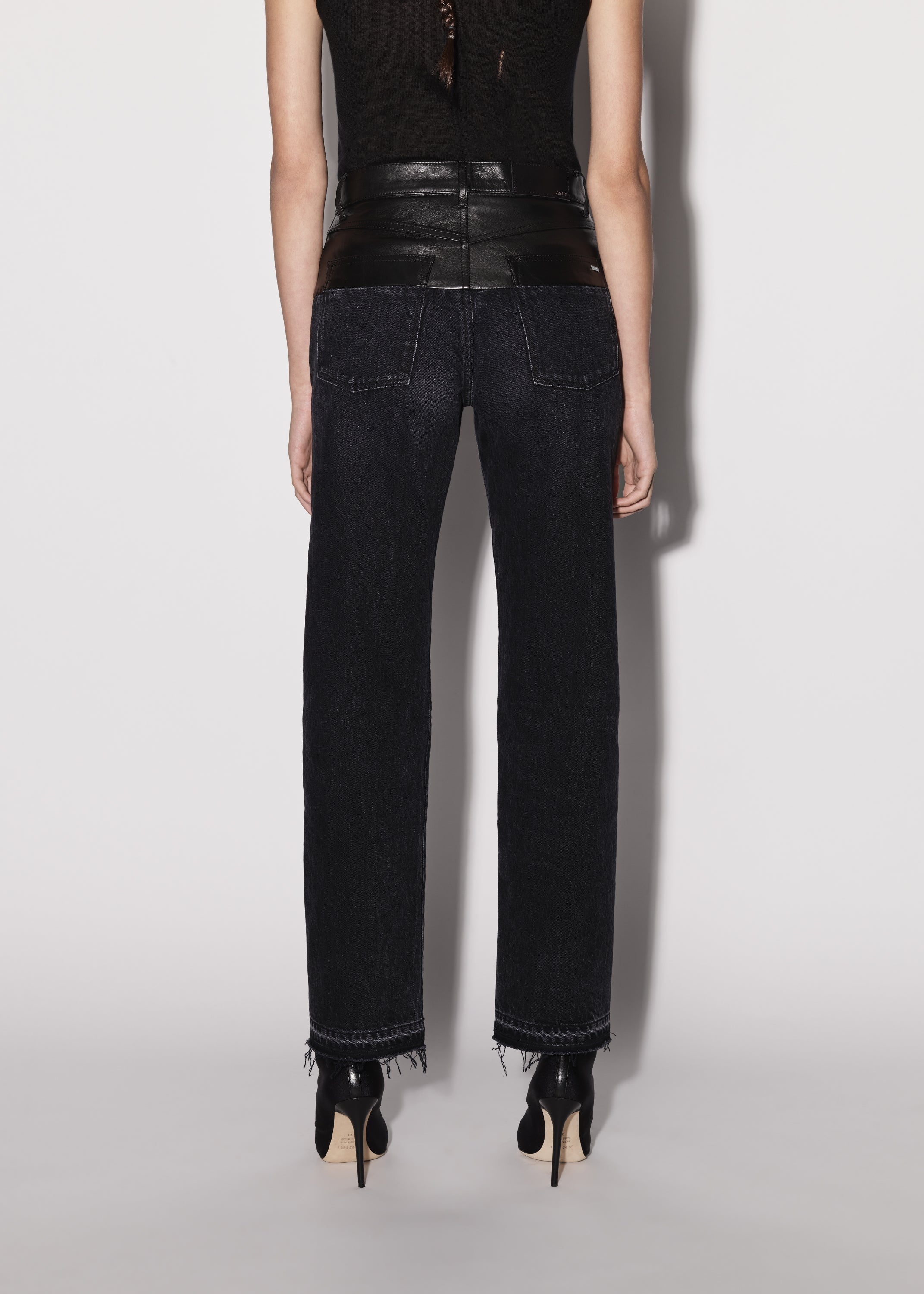 LEATHER HYBRID STRAIGHT JEAN - 5