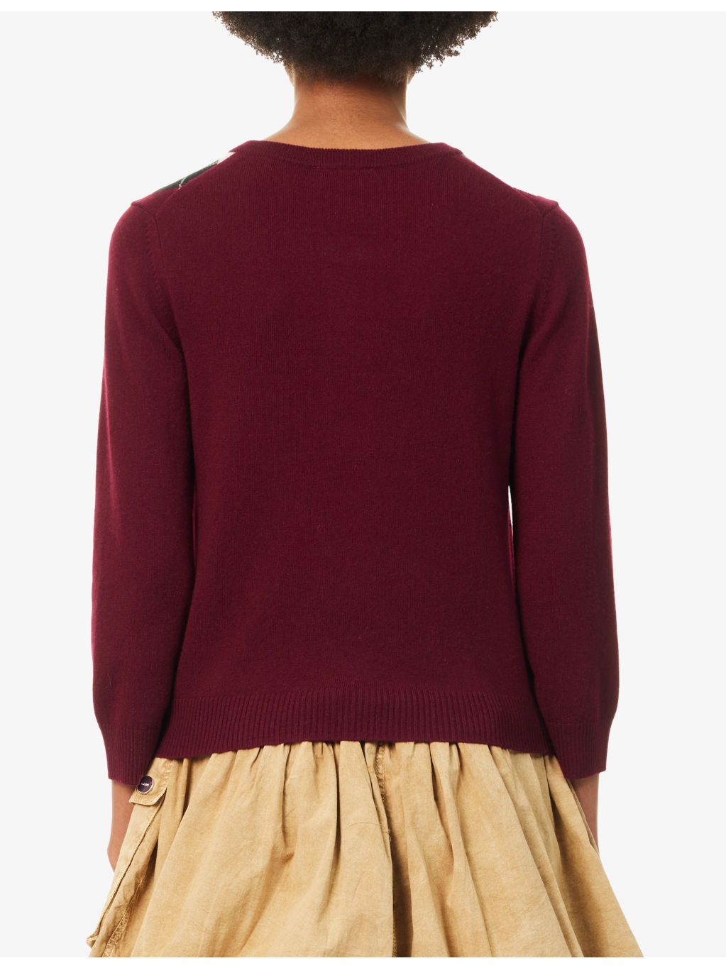 Rhombus-Print Round-Neck Wool And Cashmere Cardigan - 4