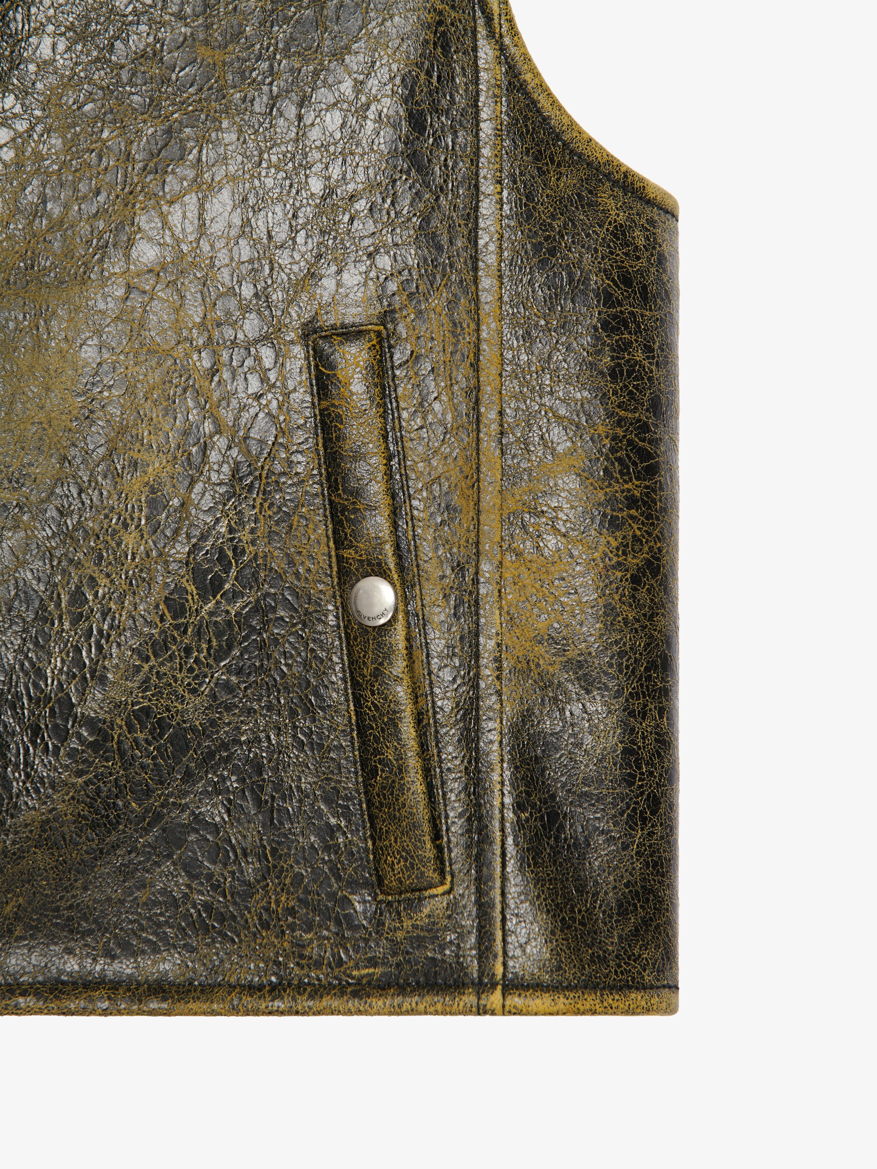 WAISTCOAT IN CRACKLED LEATHER - 5