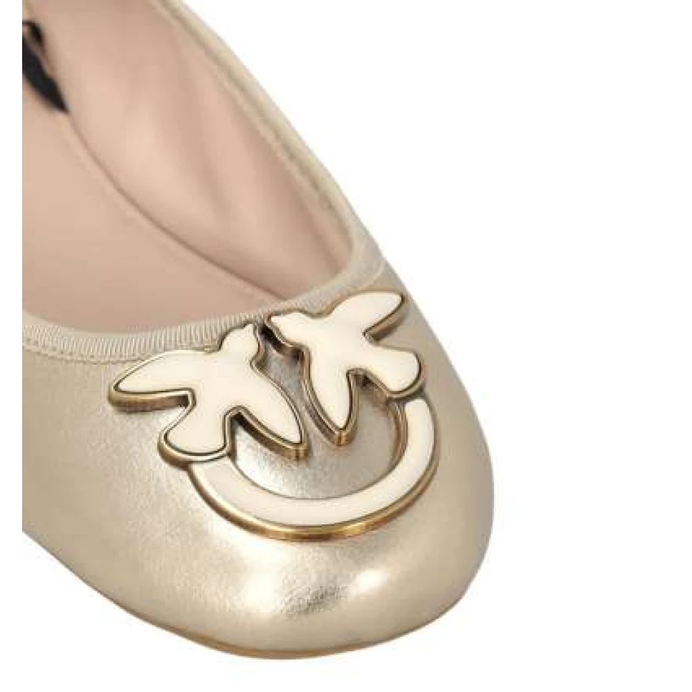 PINKO LAMINATED LEATHER BALLERINA SHOES WITH REMOVABLE