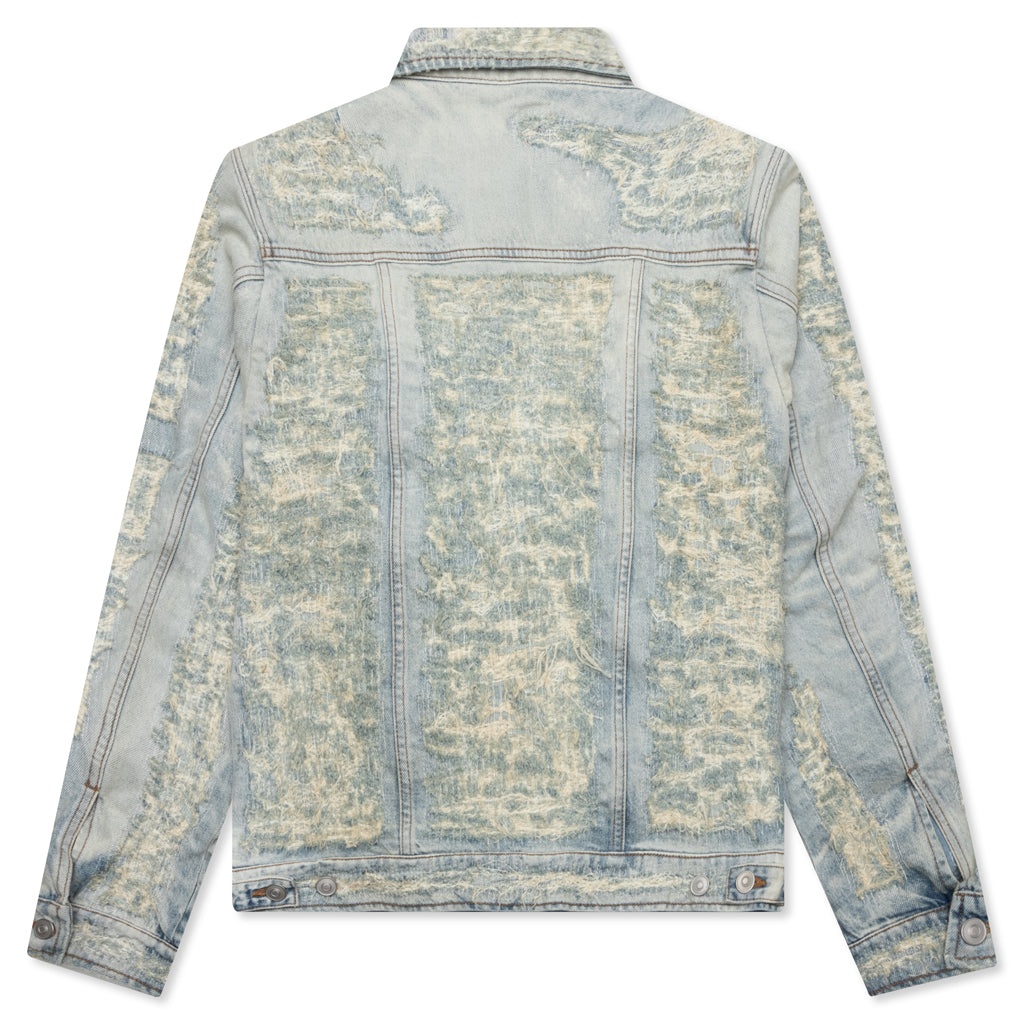 DESTROYED DENIM JACKET - TAN DENIM BLUE - 2
