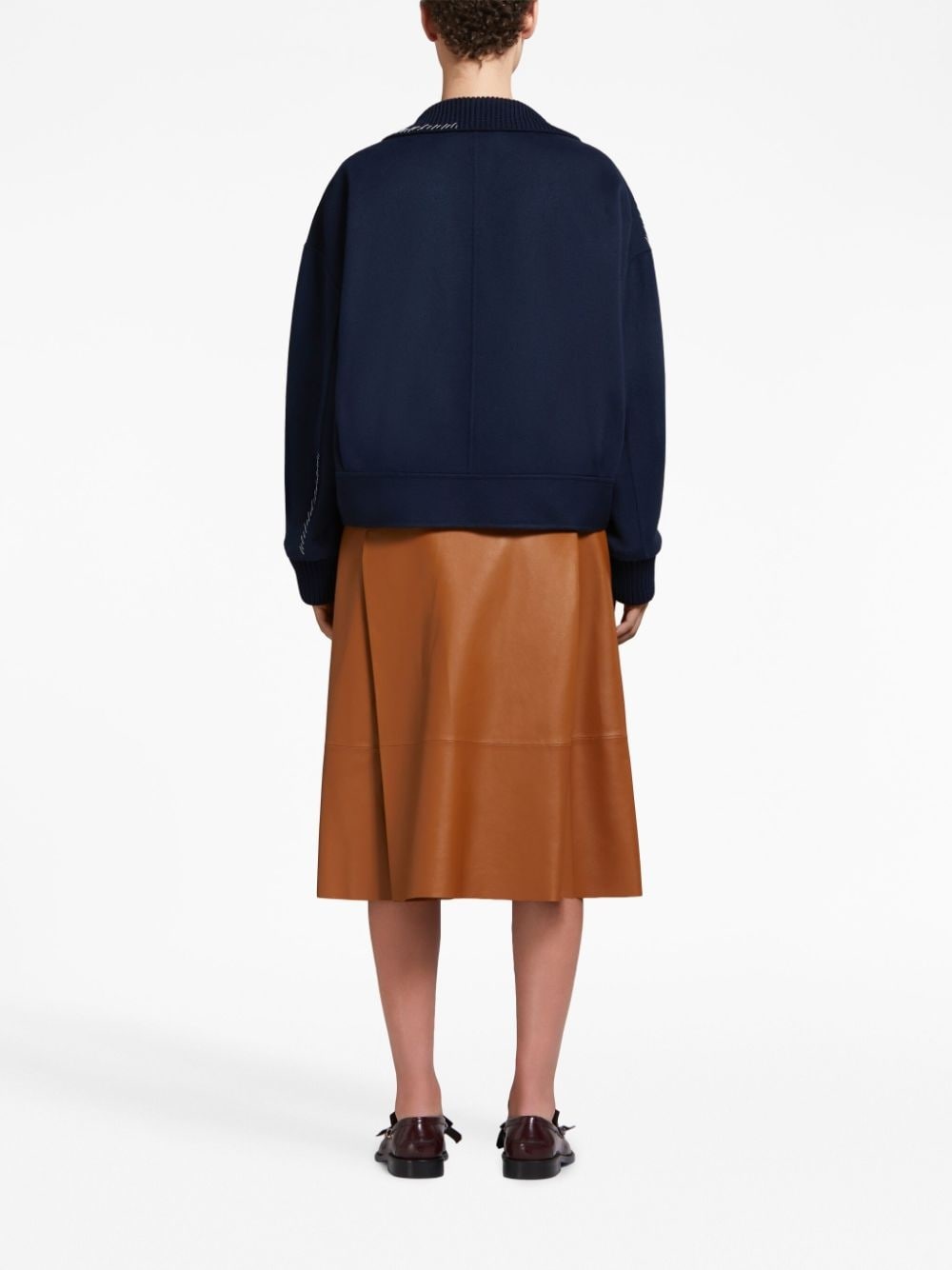 decorative-stitching wool-blend shirt jacket - 4