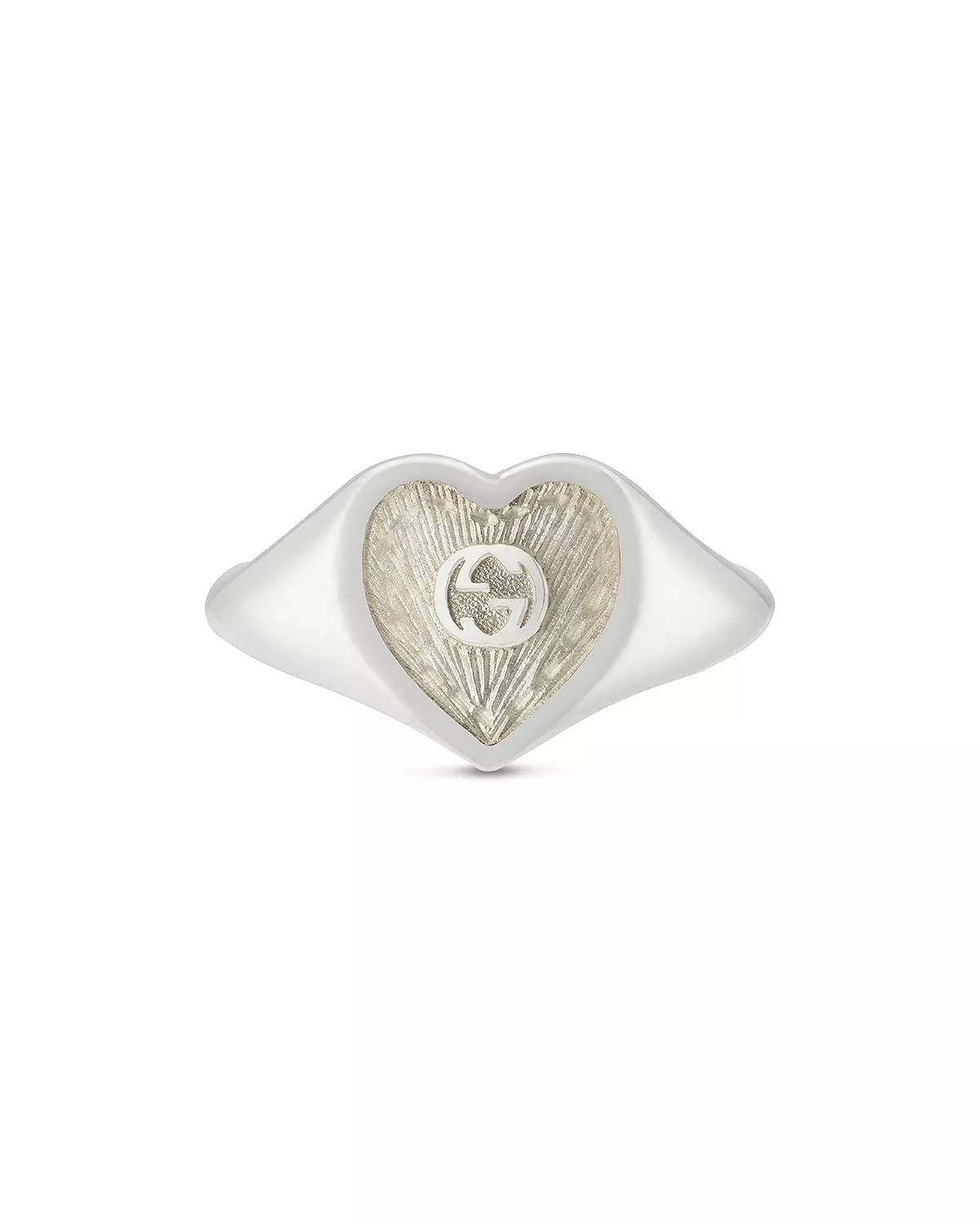 Sterling Silver Heart925 Interlocking G Ring Enamel Heart Ring - 2