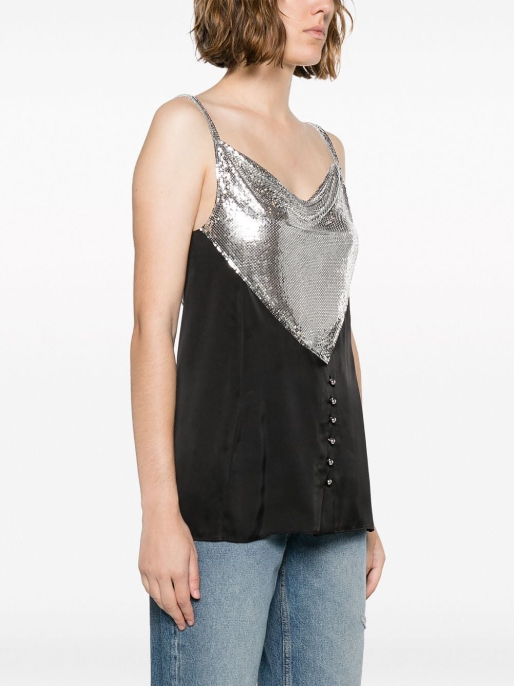 chainmail-panelled cowl-neck vest - 3