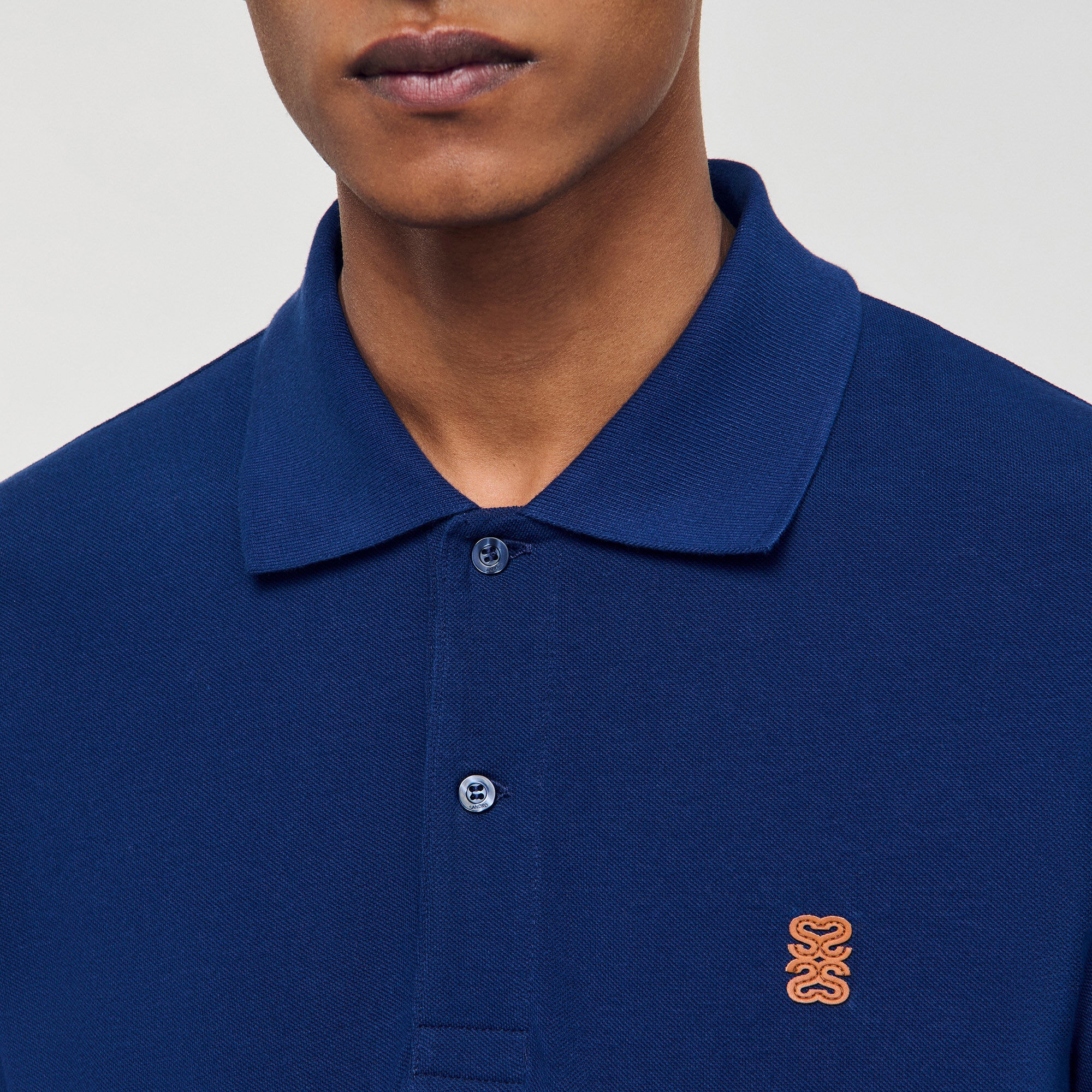 POLO SHIRT WITH LEATHER LOGO - 3