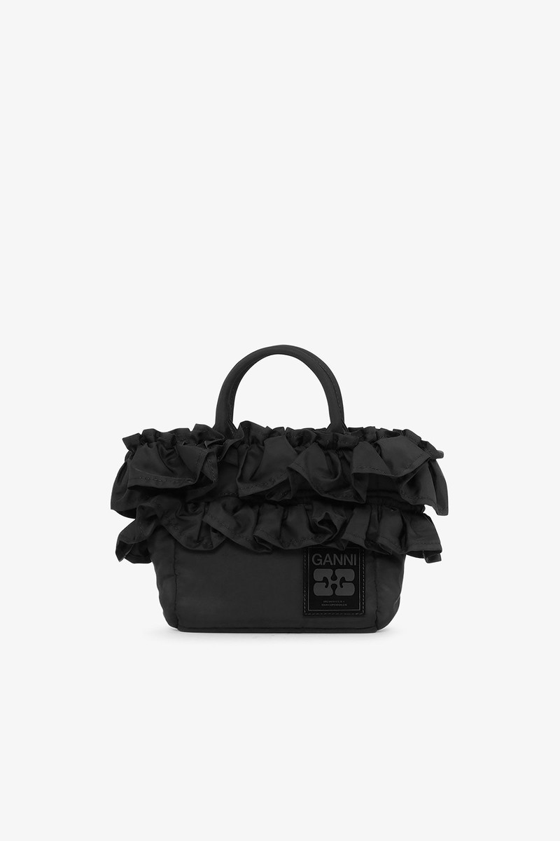 BLACK MINI RUFFLE TOTE 1