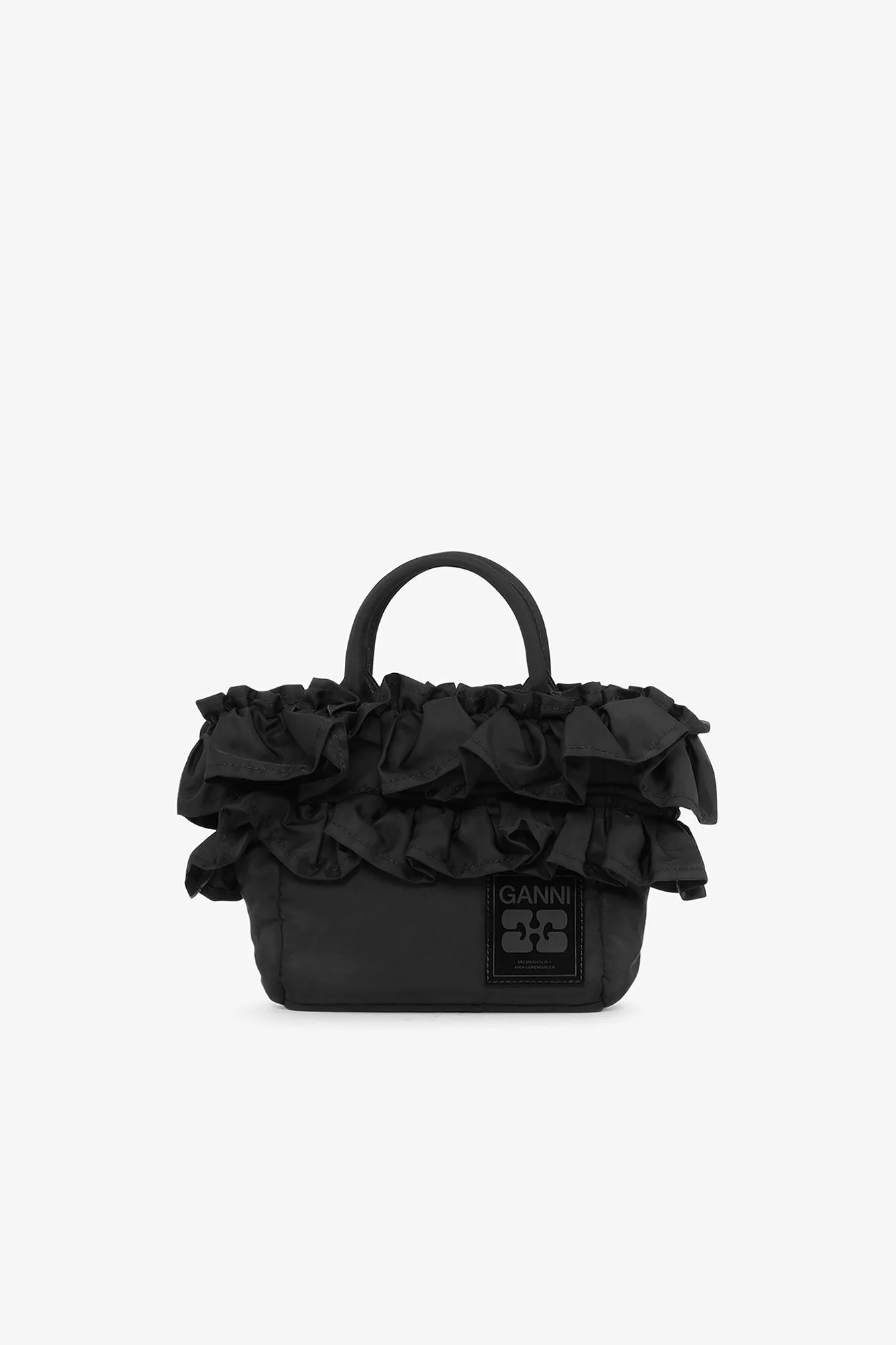 BLACK MINI RUFFLE TOTE - 1