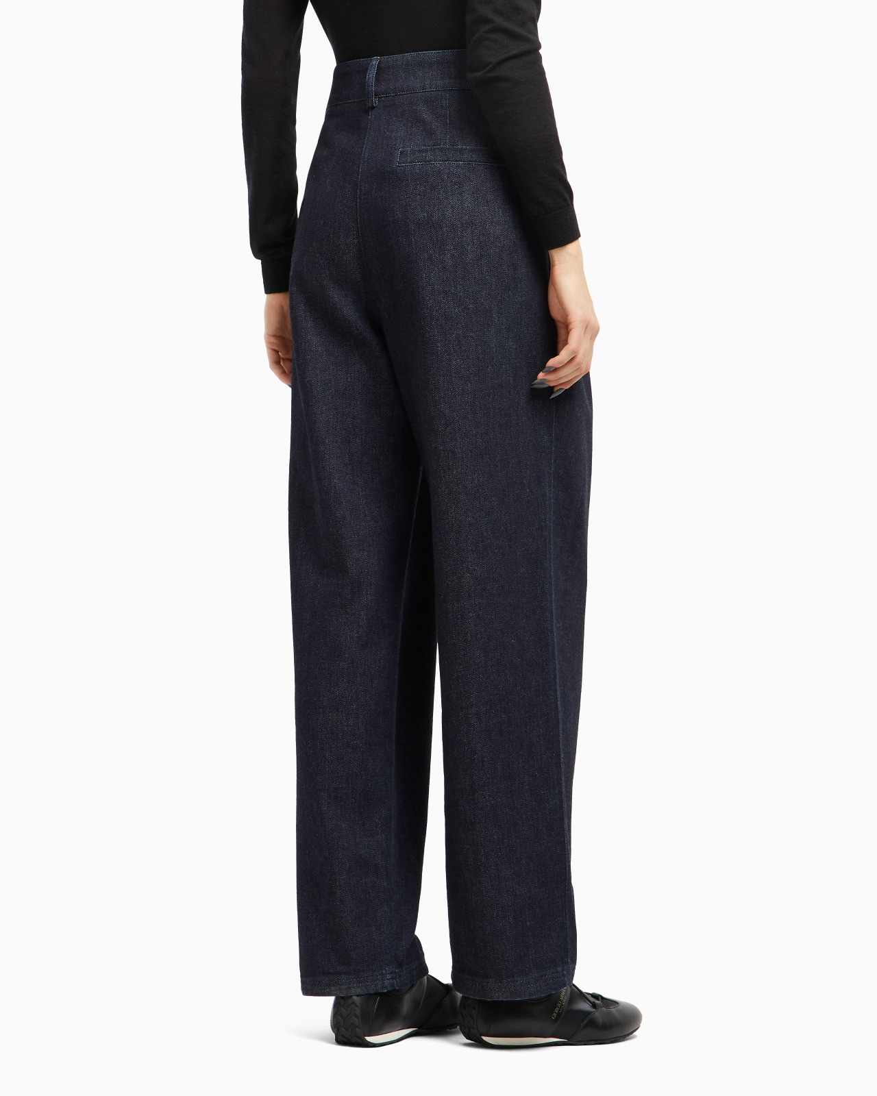 DENIM COLLECTION SINGLE-PLEAT TROUSERS IN CASHMERE AND COTTON DENIM - 3