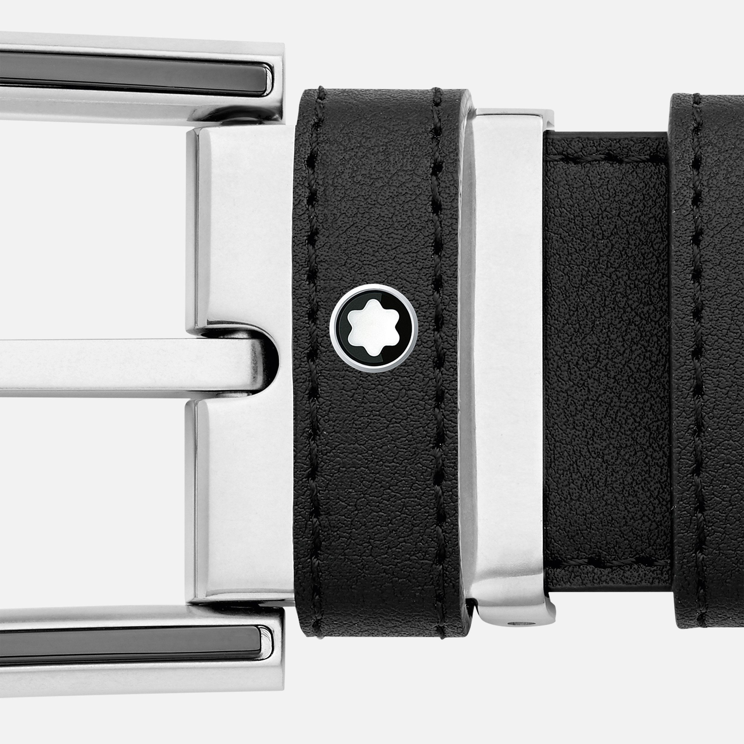Horseshoe buckle black 35 mm leather belt - 3