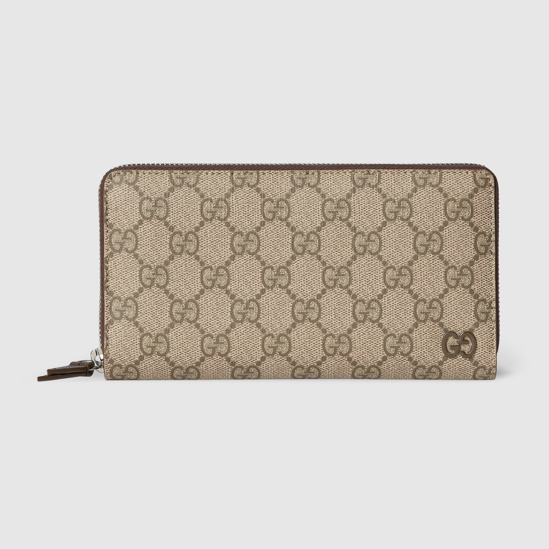 Brown interior GG zip around wallet 1