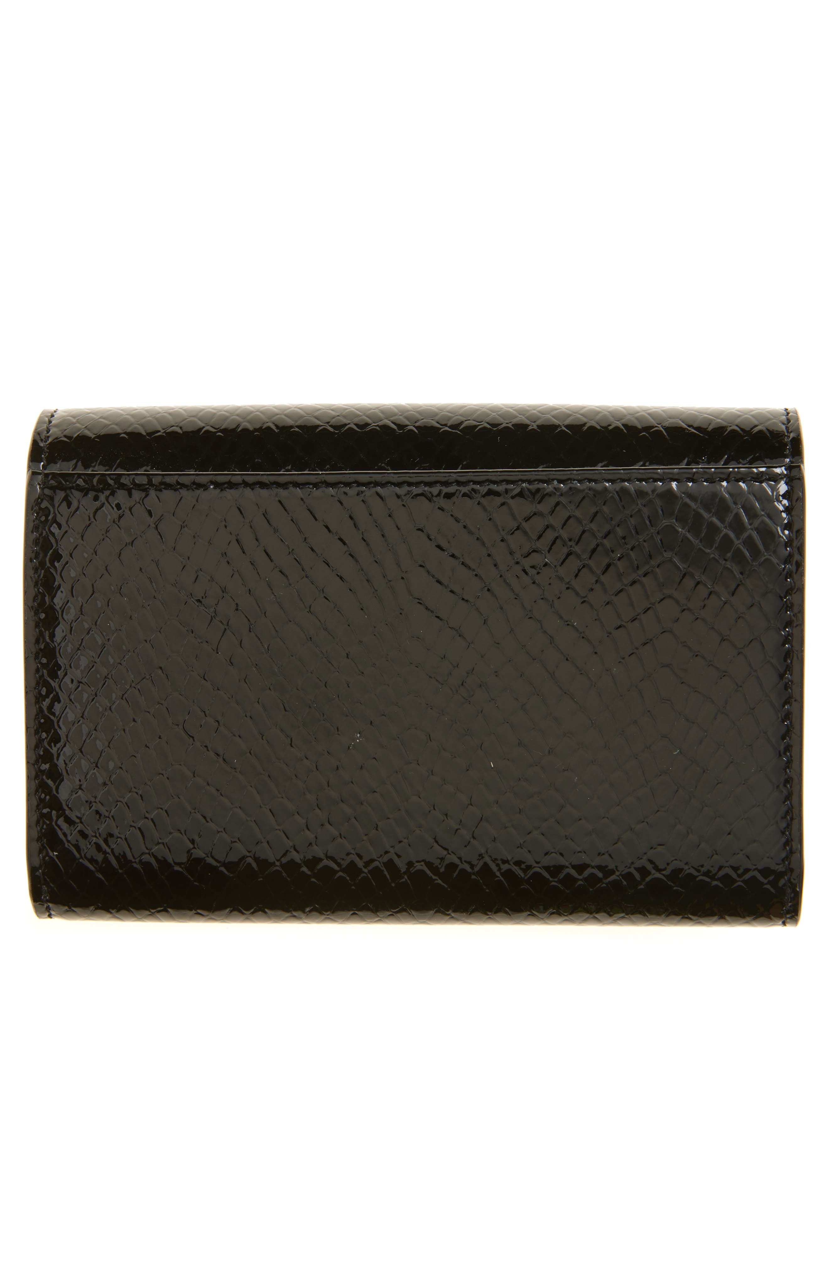 Saint Laurent Small Cassandre Croc Embossed Leather Wallet in Noir at Nordstrom - 3