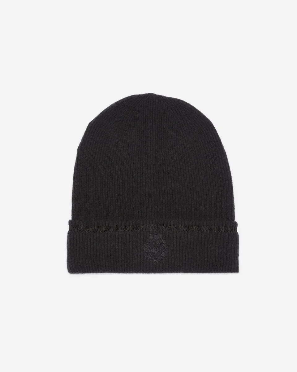 BLACK CASHMERE BEANIE - 1
