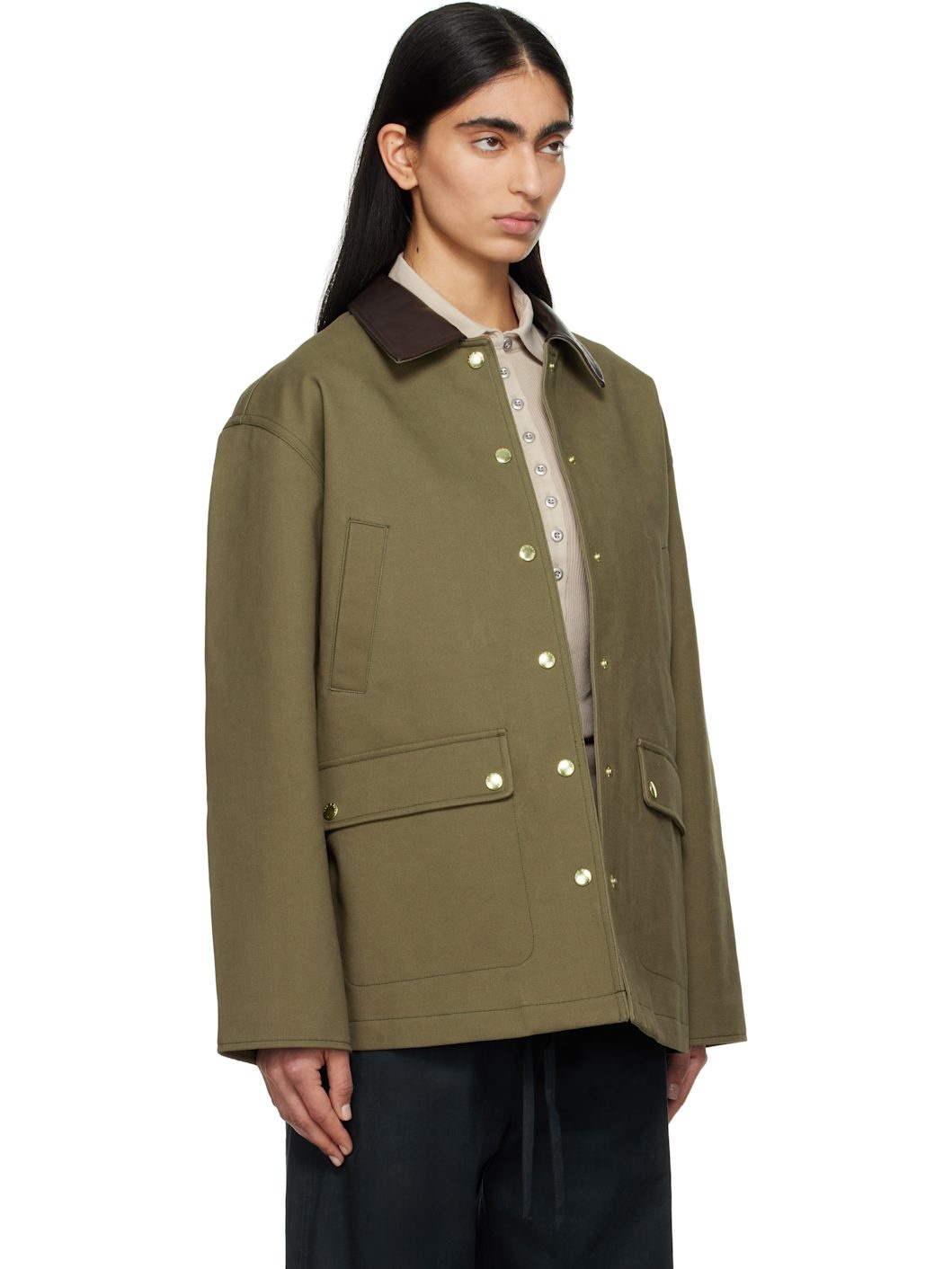 Khaki Cassidy Cotton Jacket - 2