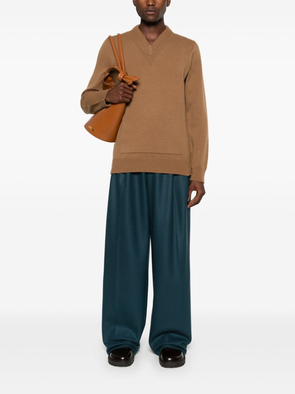 V-neck ribbed-knit jumper - 2