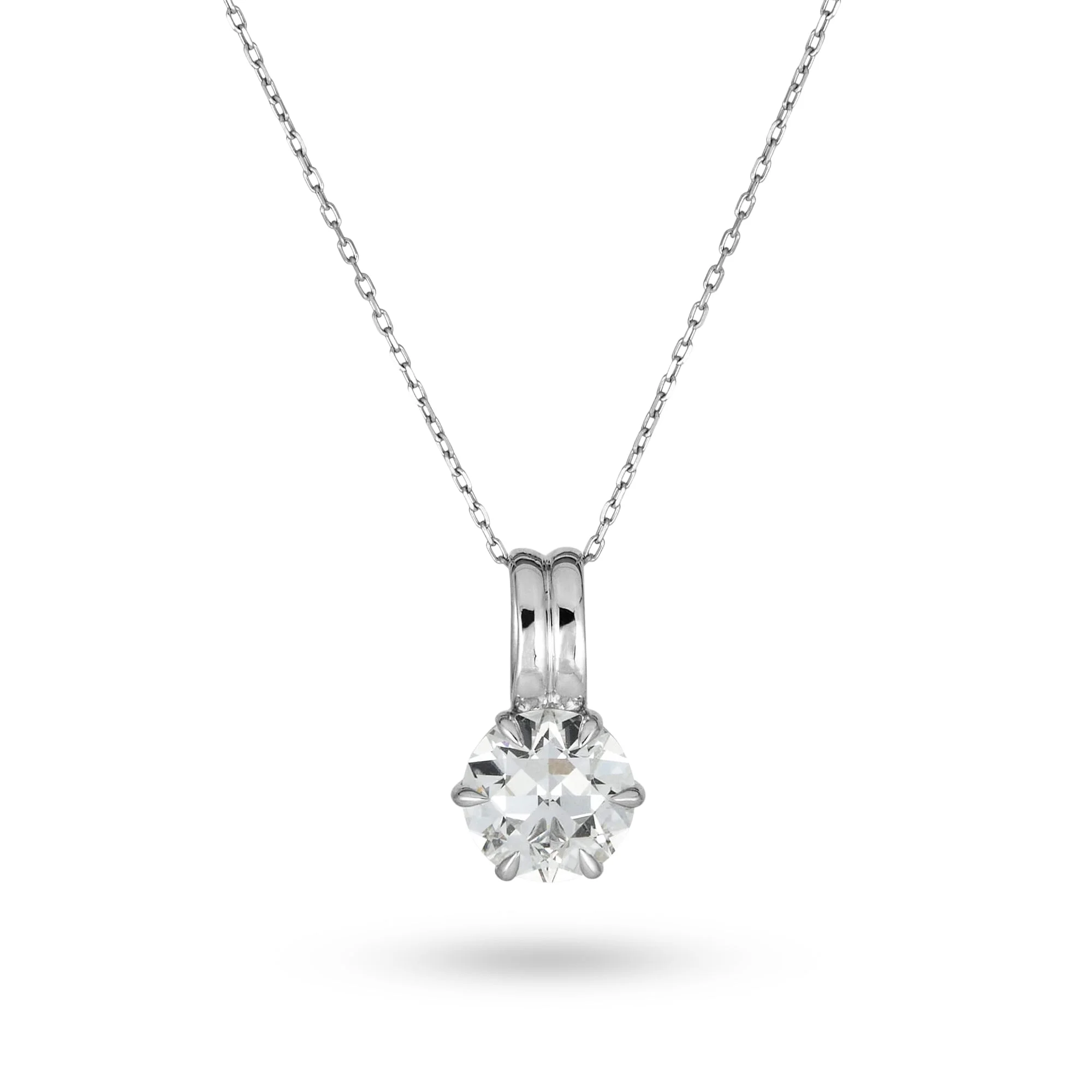 LAB-Created Old Mine Cut Diamond Platinum Necklace - 1